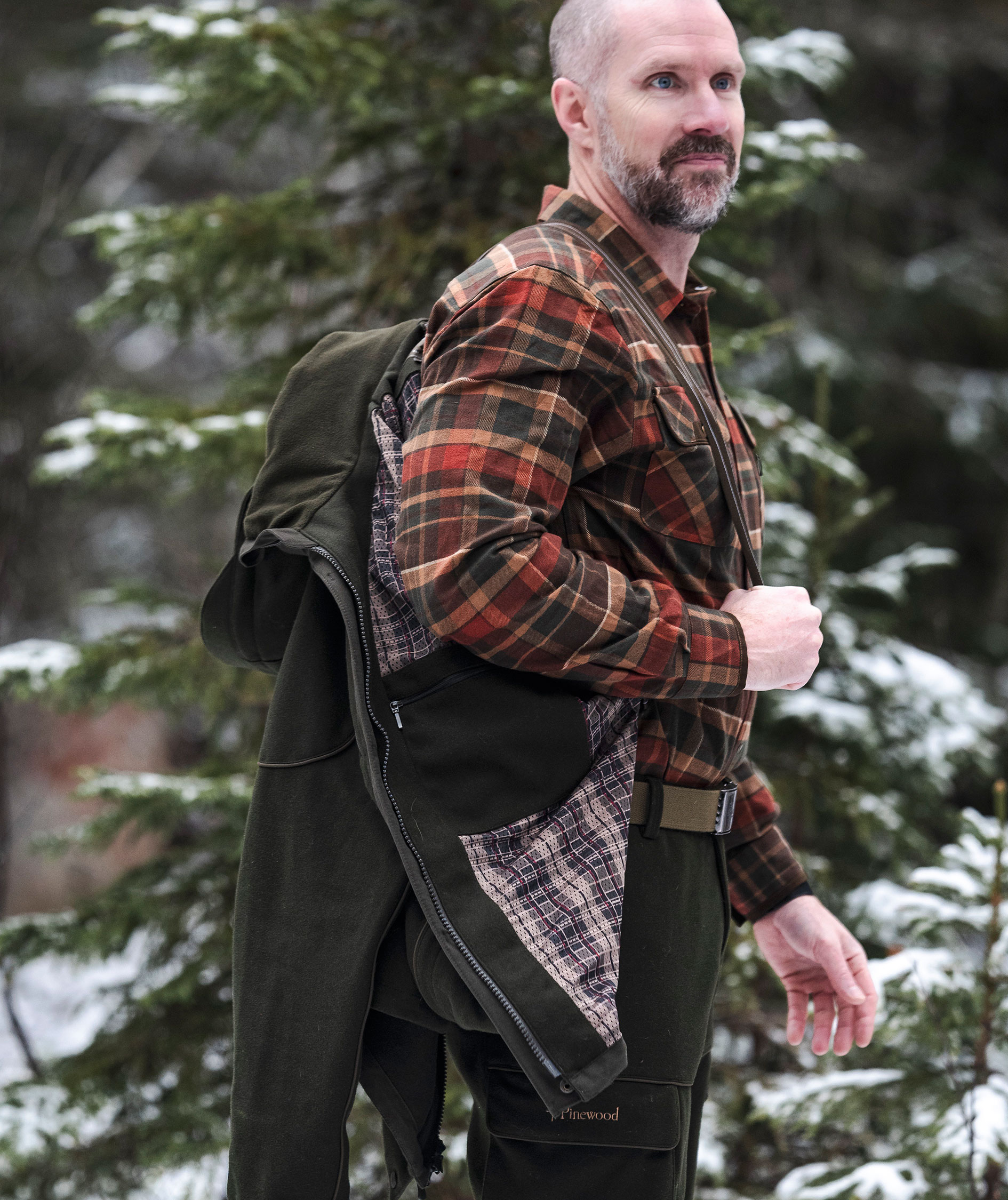 Pinewood Prestwick Exclusive skovmandsskjorte, Dark Green/Terracotta