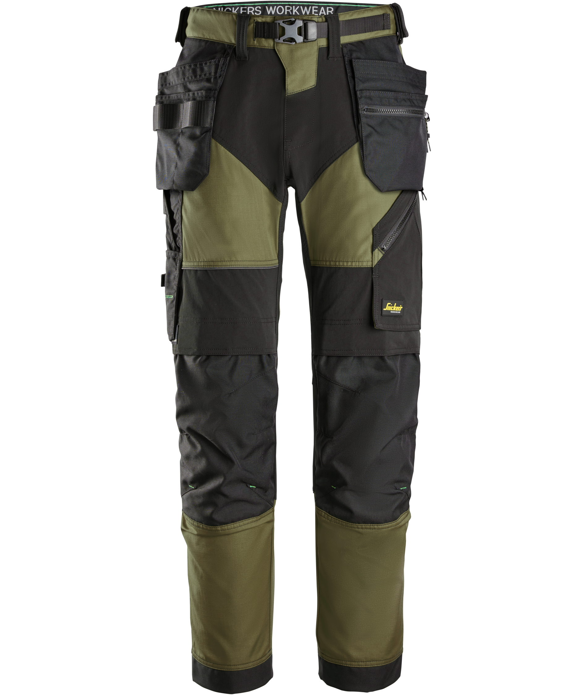Snickers FlexiWork h&aring;ndverkerbukse 6902, Khaki Green/Black, Khaki Green/Black, swatch