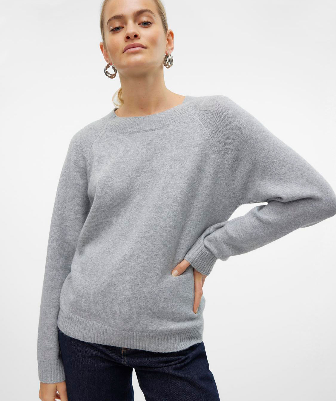 Vero Moda VMDOFFY women's knitted pullover, Light Grey Melange, large image number 5