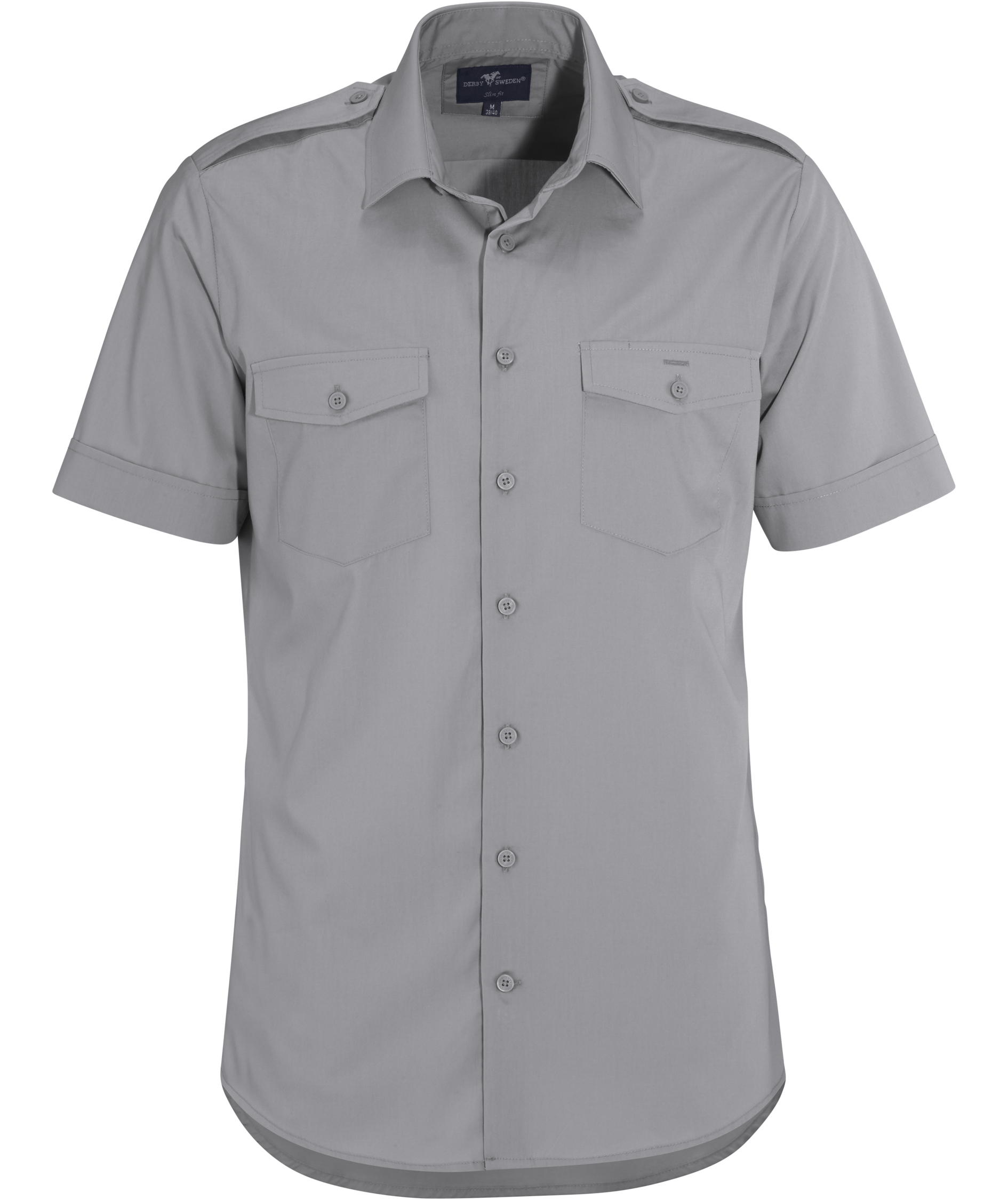 Derby of Sweden Maverick Slim fit kortermet pilotskjorte, Grey