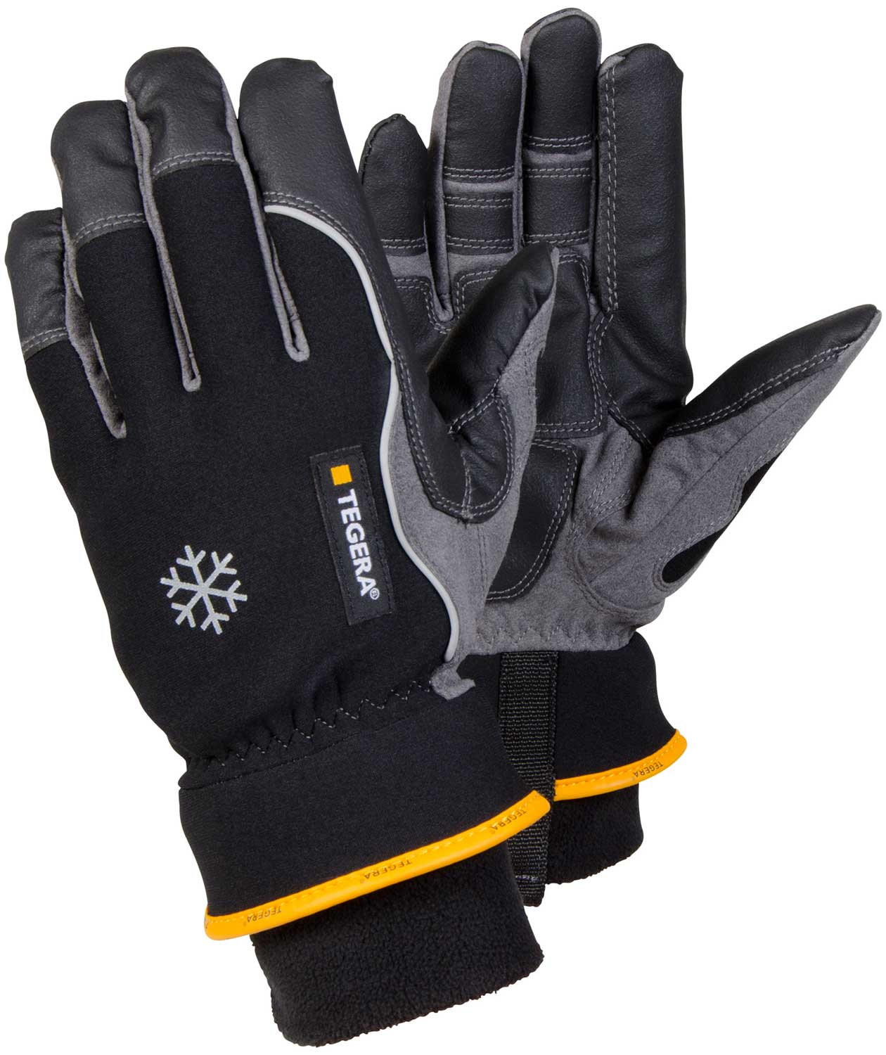 Tegera 9232 Winter Arbeitshandschuhe, Schwarz/Grau/Gelb