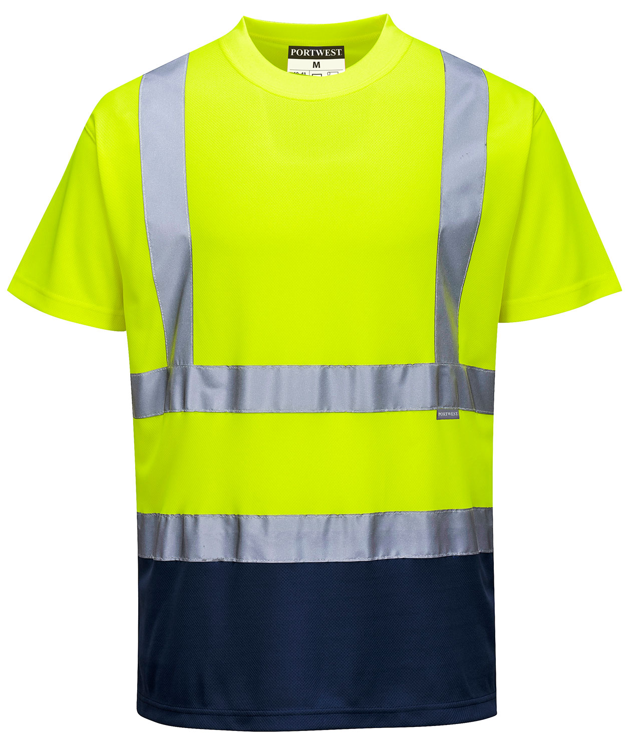 Portwest T-shirt, Varsel yellow/marinbl&aring;