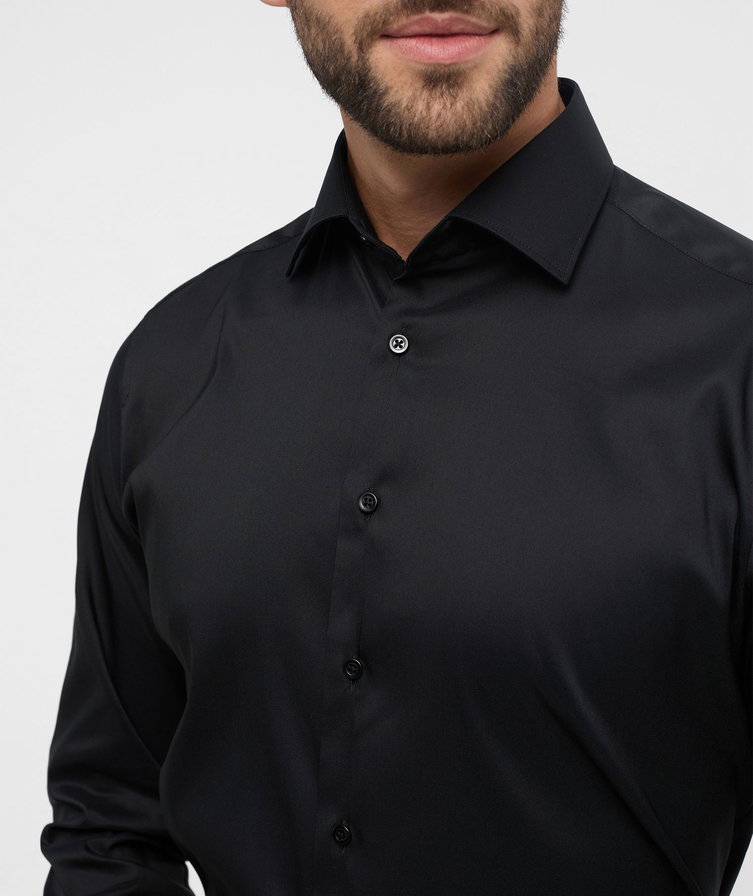 Eterna Performance Modern Fit Hemd, Black, large image number 3