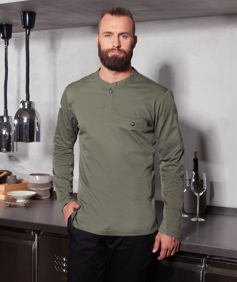 Karlowsky Performance langermet polo T-skjorte, Sage