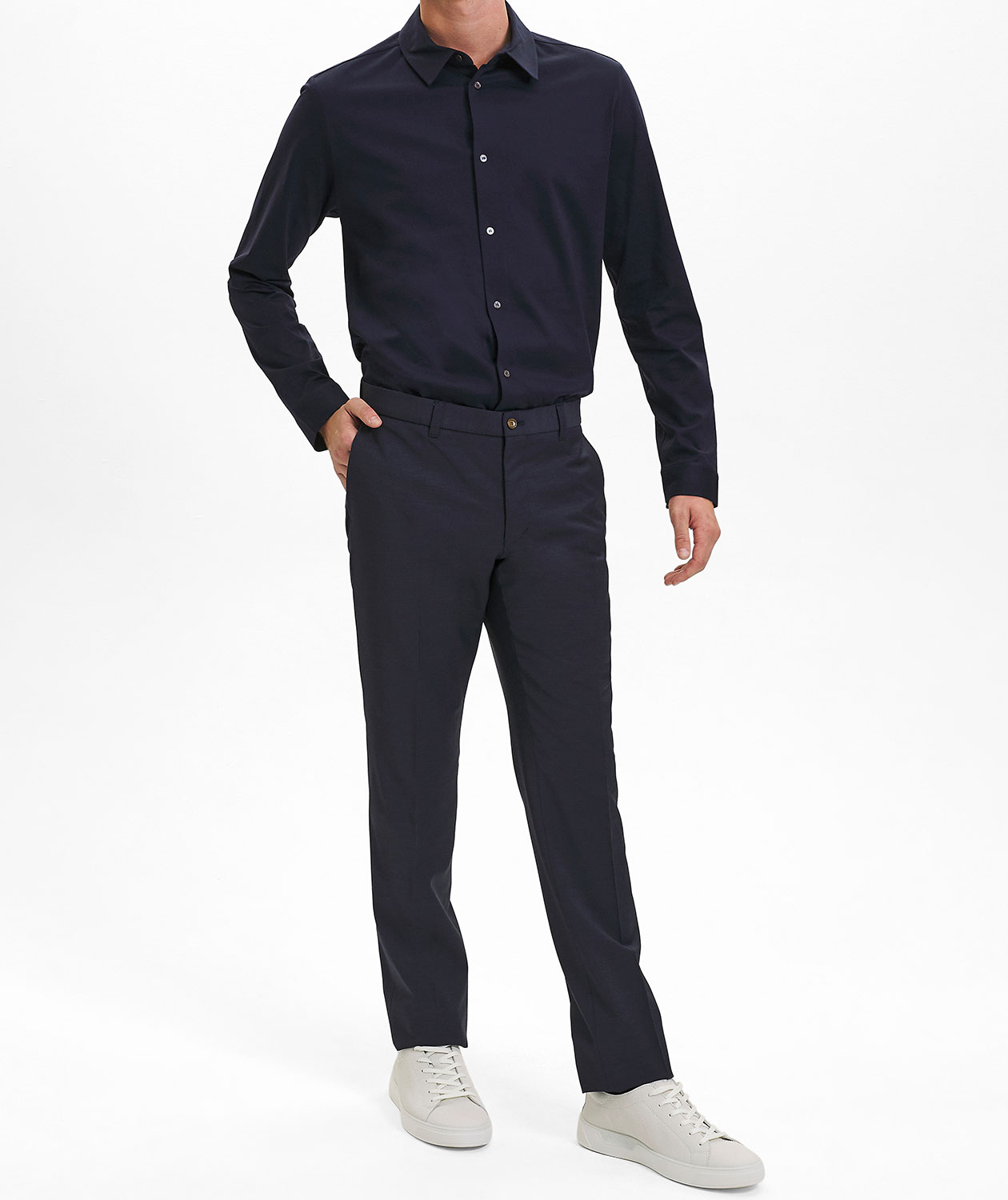 Sunwill Weft Stretch Modern fit uldbukser, Navy, large image number 3