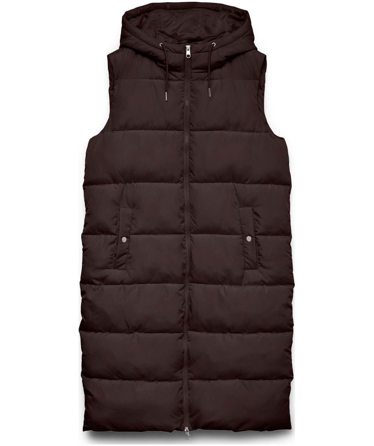 Vero Moda VMMICHELLE langes Damen Steppweste, Chocolate Torte