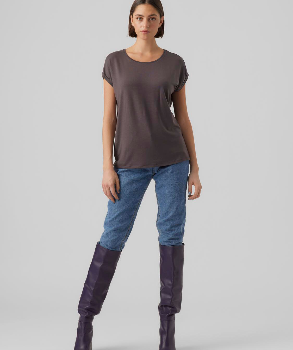 Vero Moda VMAVA PLAIN T-shirt dam, Asphalt, large image number 4