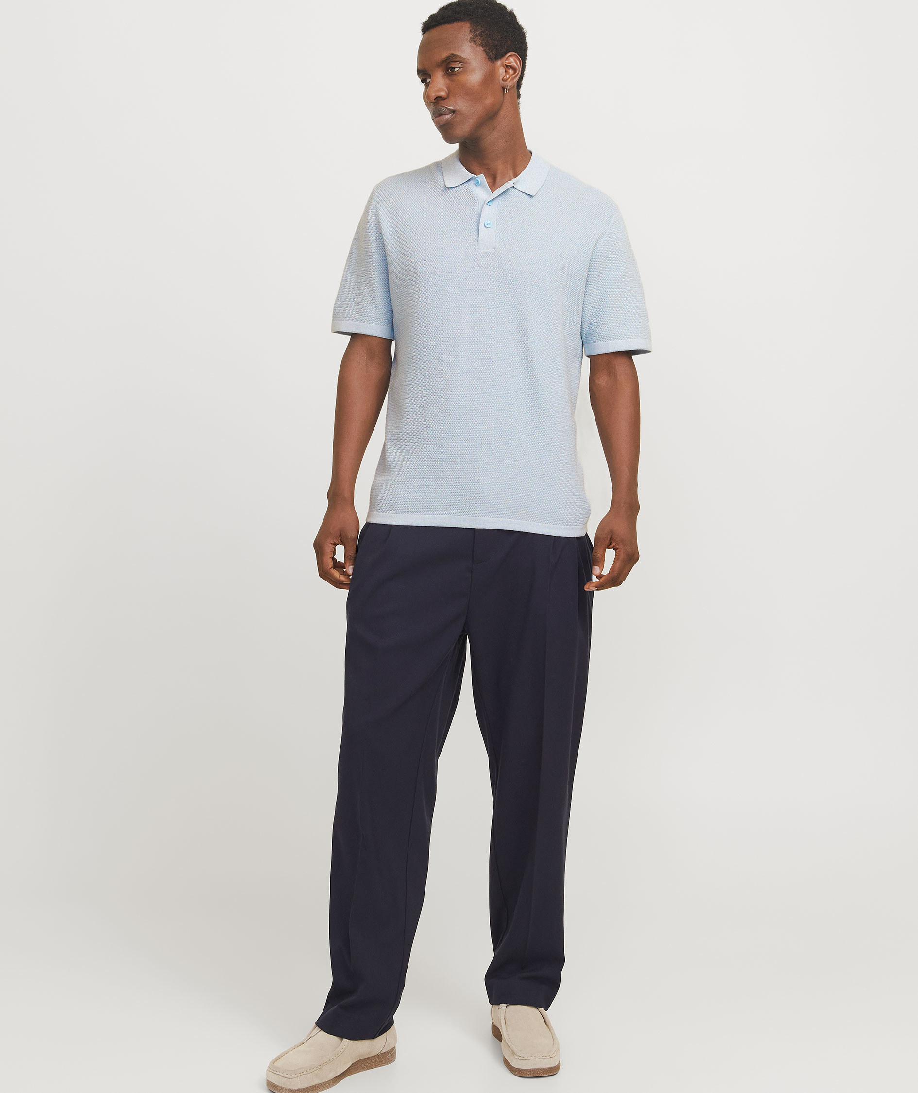 Jack & Jones JJEGEORGE knitted polo T-shirt, Chambray Blue, large image number 6