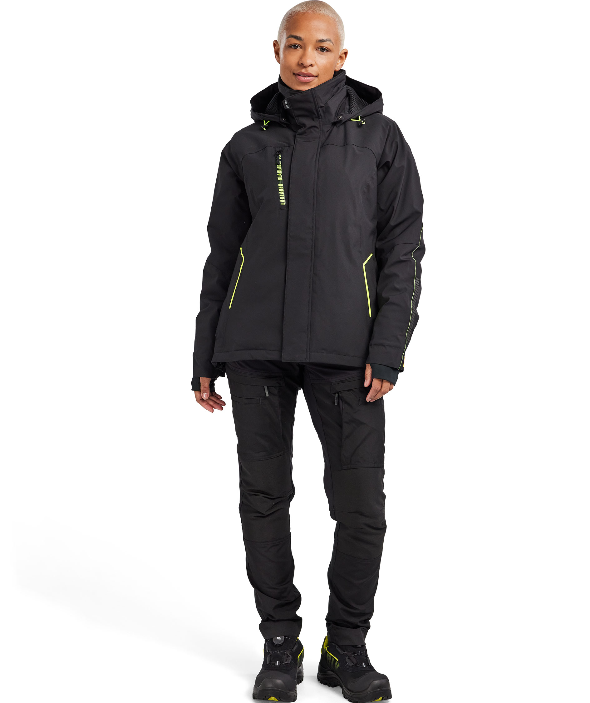 Bl&aring;kl&auml;der letforet damejakke full stretch, Sort/Hi-Vis Gul, large image number 1
