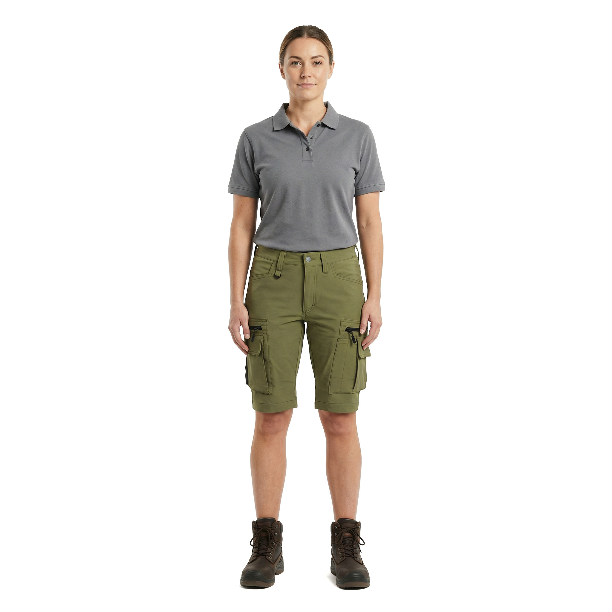 Worksafe women's work shorts full stretch, Olive green, large image number 2