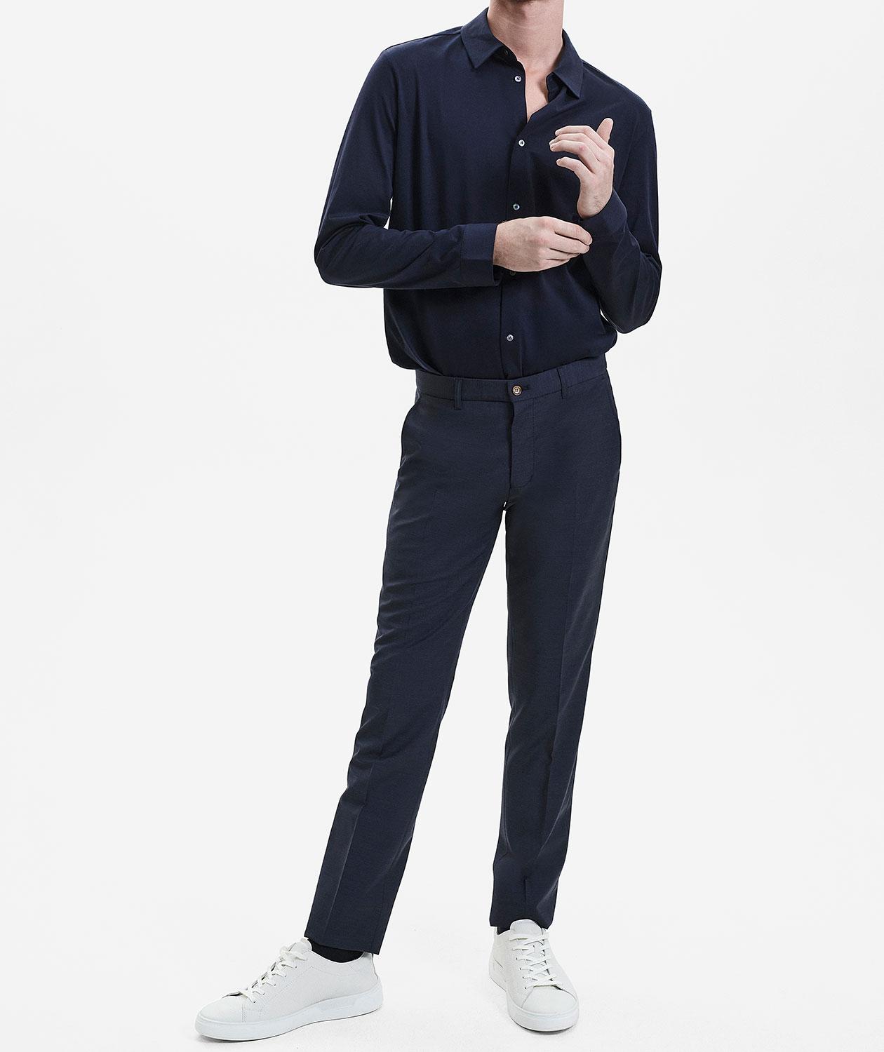 Sunwill Weft Stretch Fitted uldbukser, Navy, large image number 1