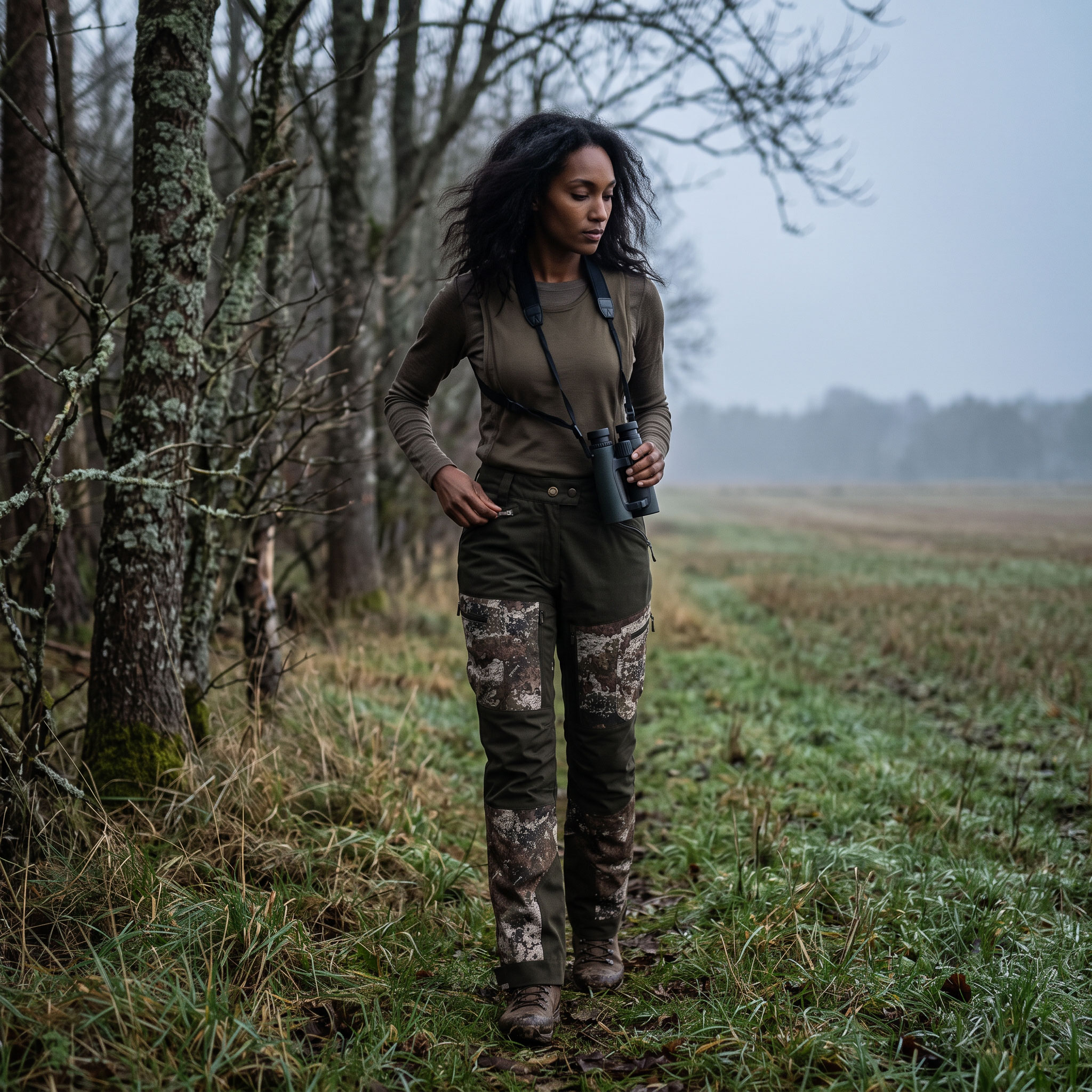 Pinewood&nbsp;Furudal Tracking Camo dame jagtbukser, Strata/Mossgr&oslash;n, large image number 1