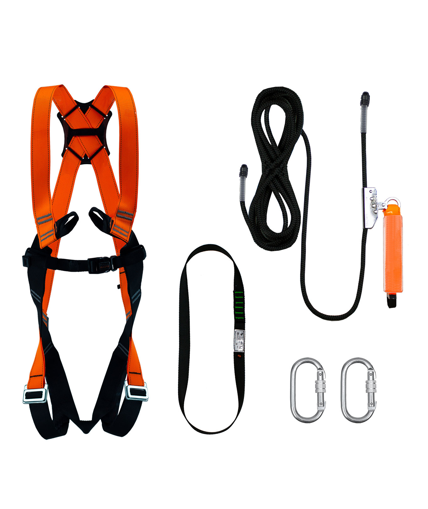 Fall Safe BASIC 1 Fallskyddssele med 10 m rep, Svart/Orange