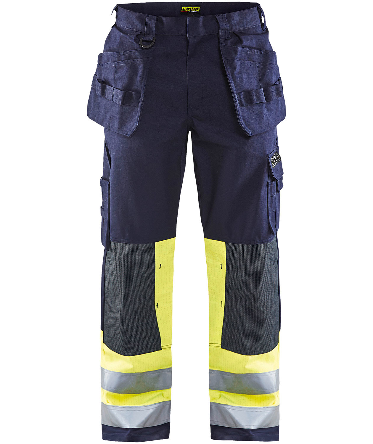 Bl&aring;kl&auml;der Multinorm h&aring;ndv&aelig;rkerbukser, Marine/Hi-Vis gul