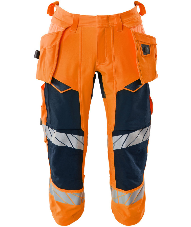Mascot Accelerate Safe hantverkspiratbyxa full stretch, Varsel Orange/M&ouml;rk Marinbl&aring;