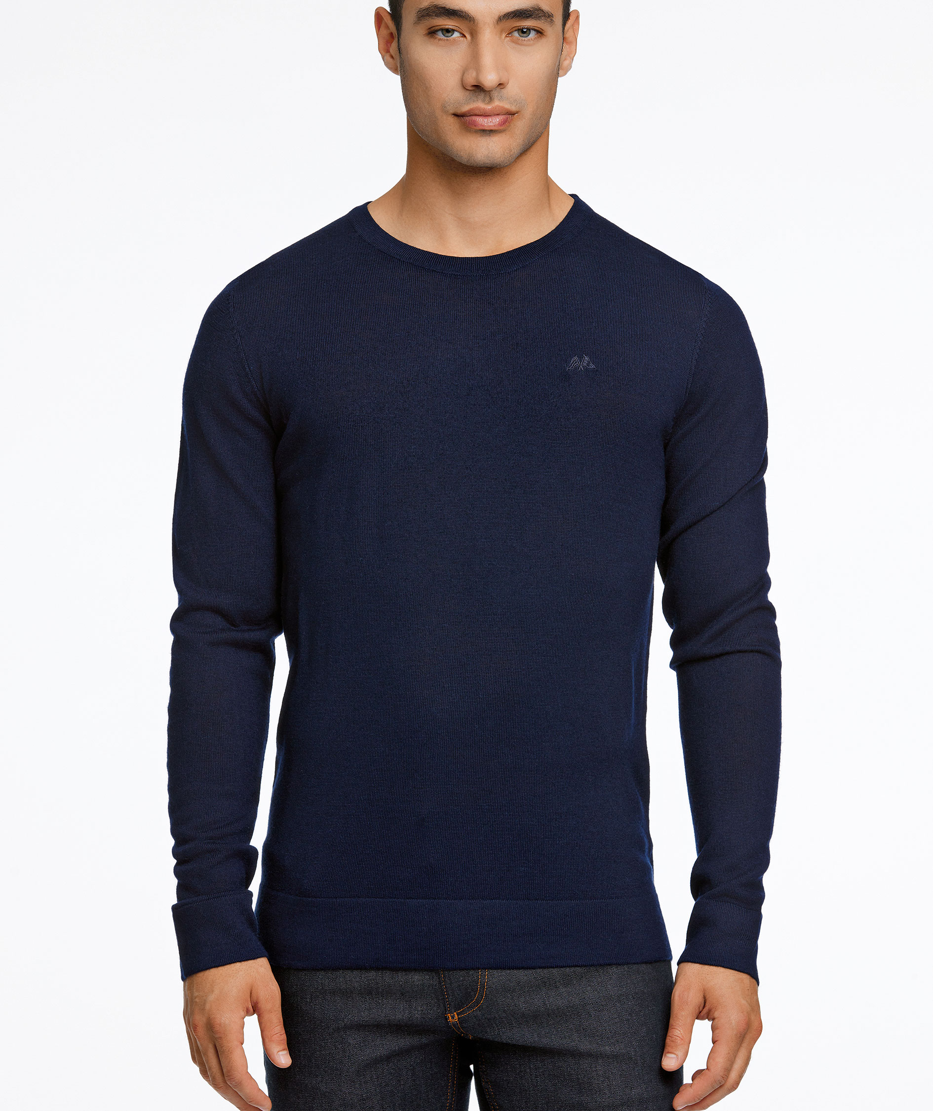 Lindbergh striktr&oslash;je med merinould, Navy, large image number 5