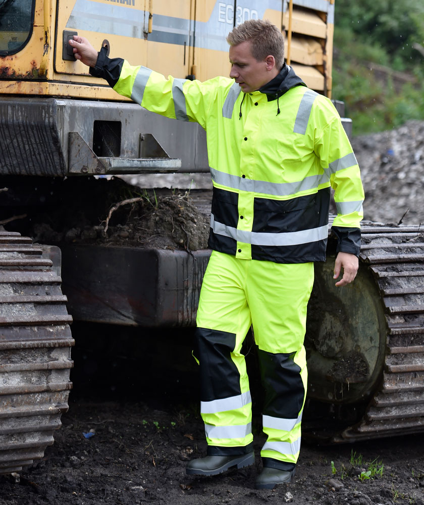 Abeko Tony PU regnsett, Hi-vis Gul/Svart