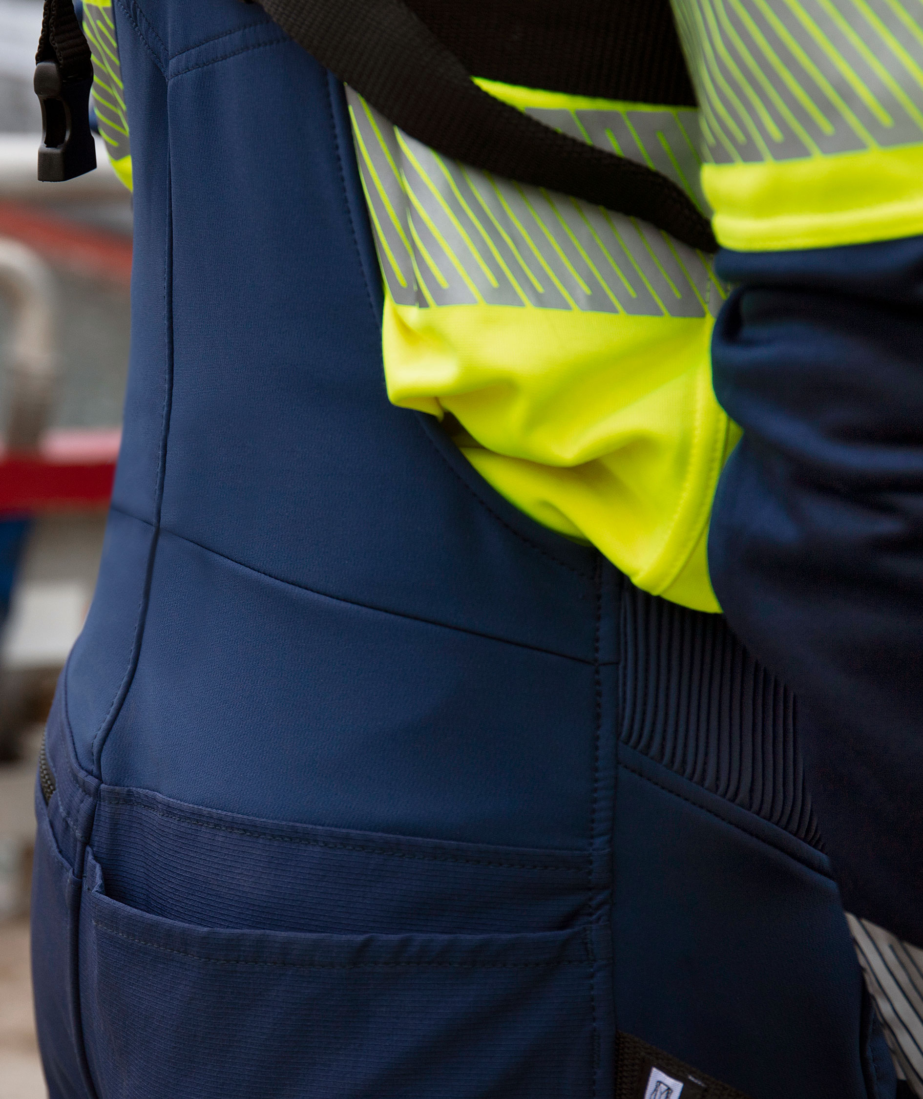 Fristads Green bib and brace 1032 GSTP full stretch, Hi-Vis yellow/marine, large image number 4