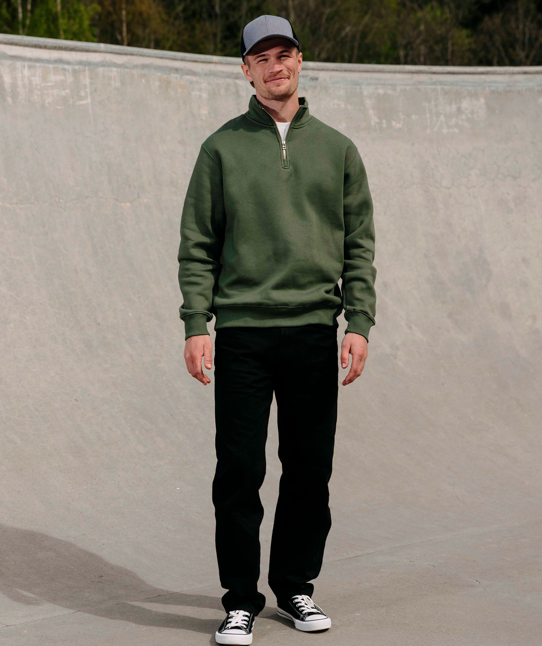 YOU Lisboa half zip, Oliv