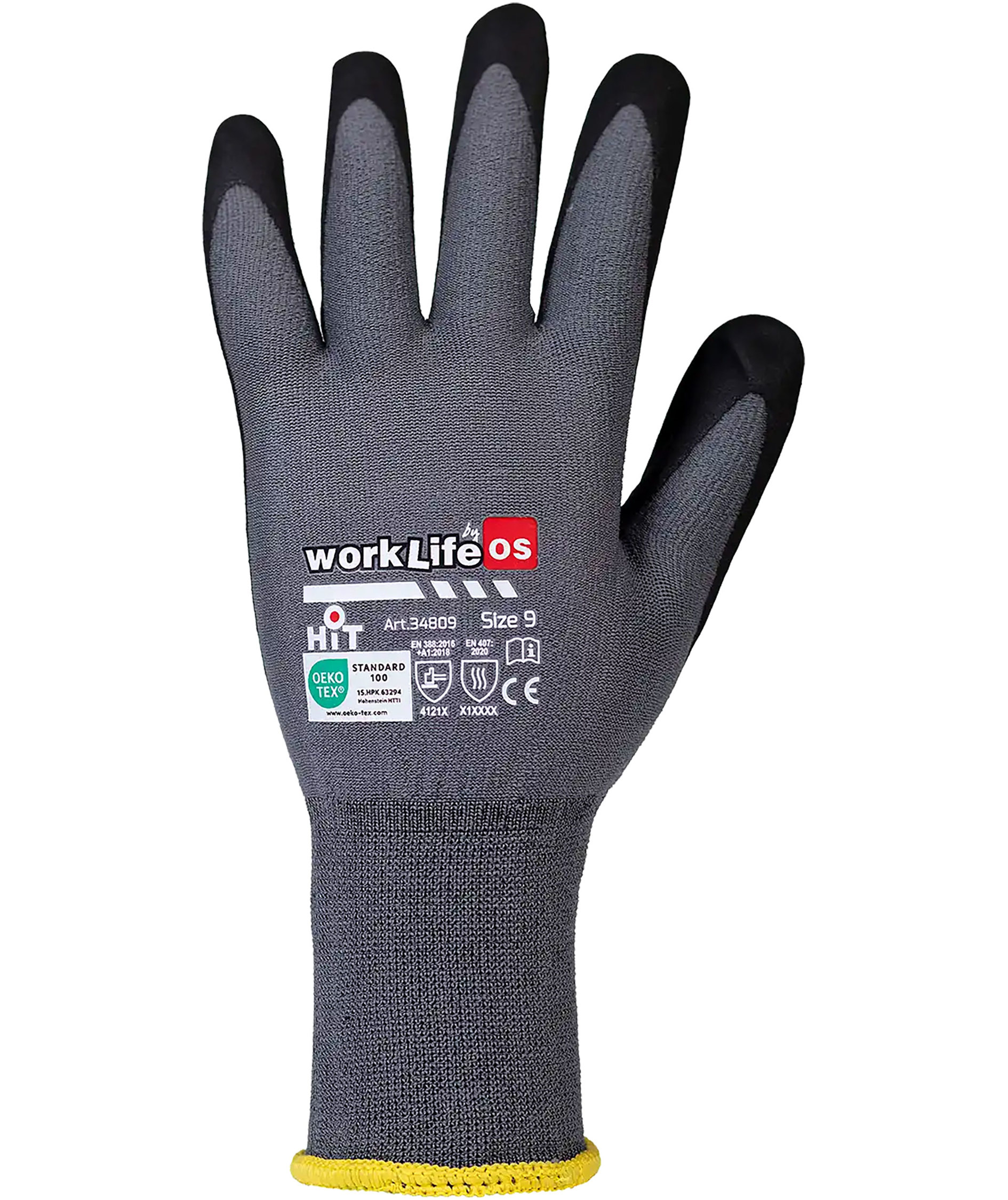 OS Worklife hit arbetshandskar, Svart/Gr&aring;