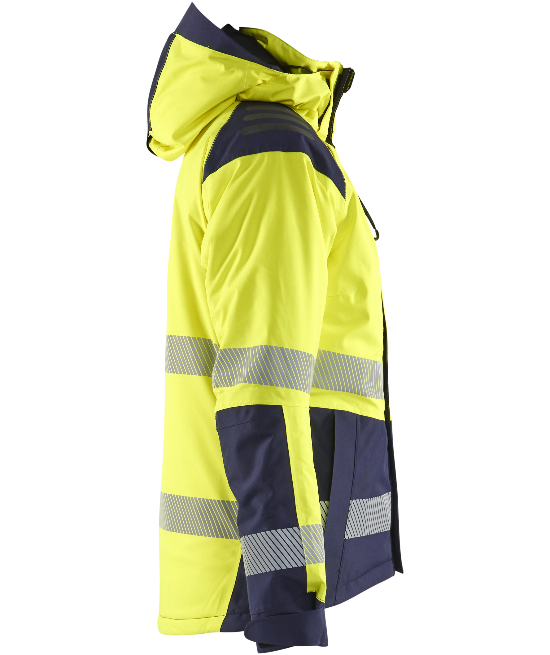 Bl&aring;kl&auml;der dame vinterjakke, Hi-Vis gul/marine, large image number 2