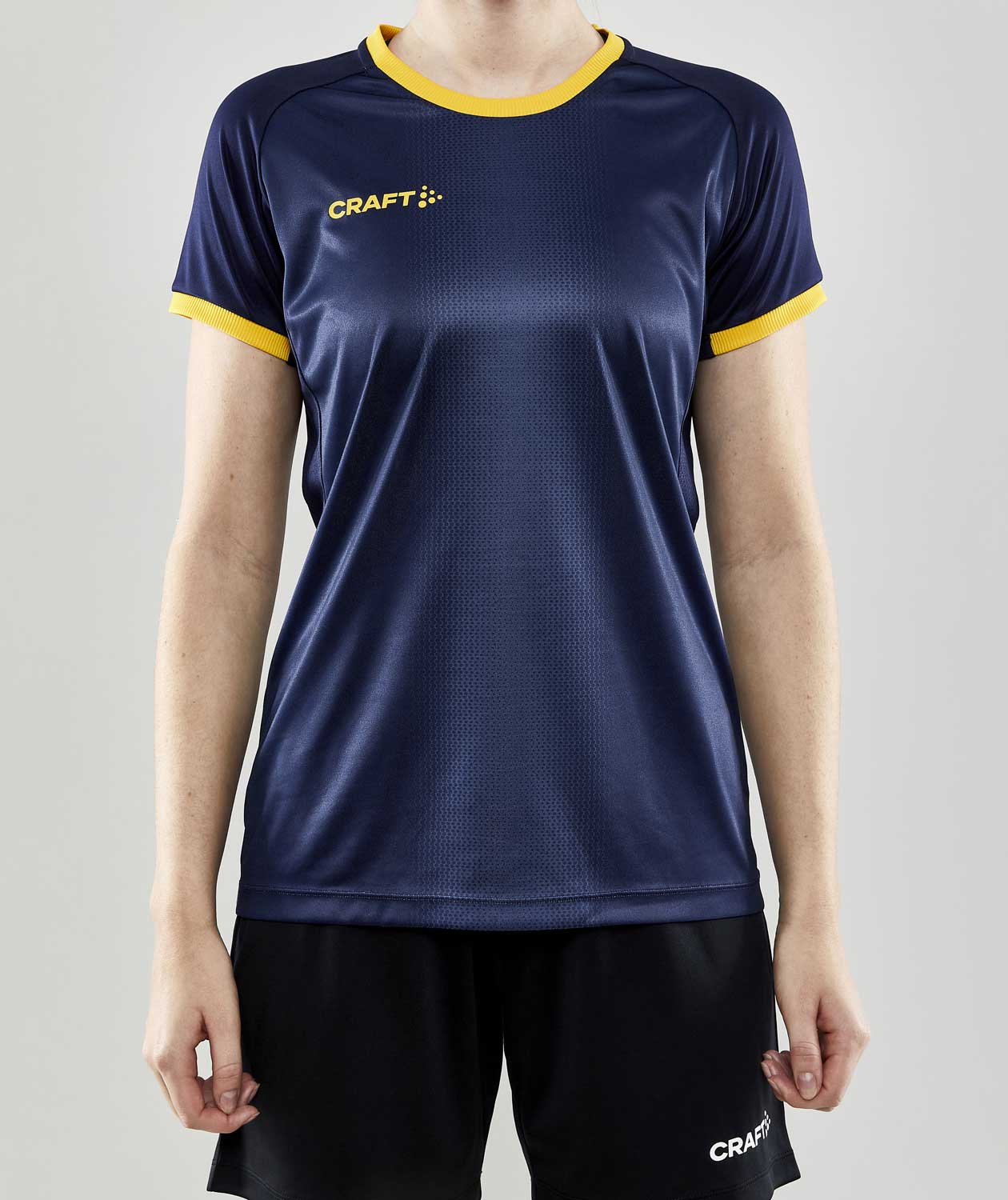 Craft Progress 2.0 Graphic Jersey T-shirt dam, Navy/Sweden Yellow