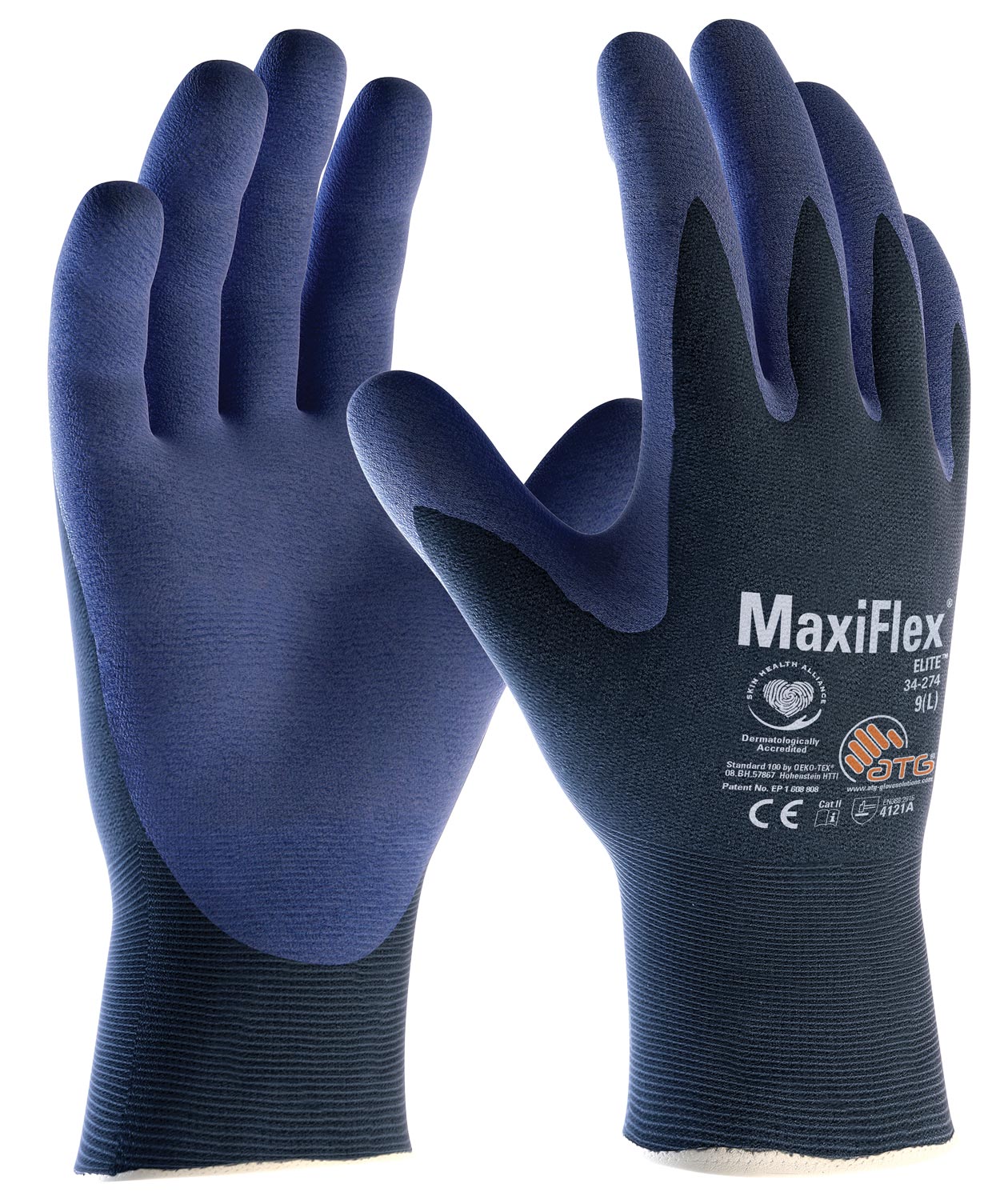 ATG MaxiFlex&reg; Elite&trade; 34-274 arbejdshandsker, M&oslash;rkebl&aring;