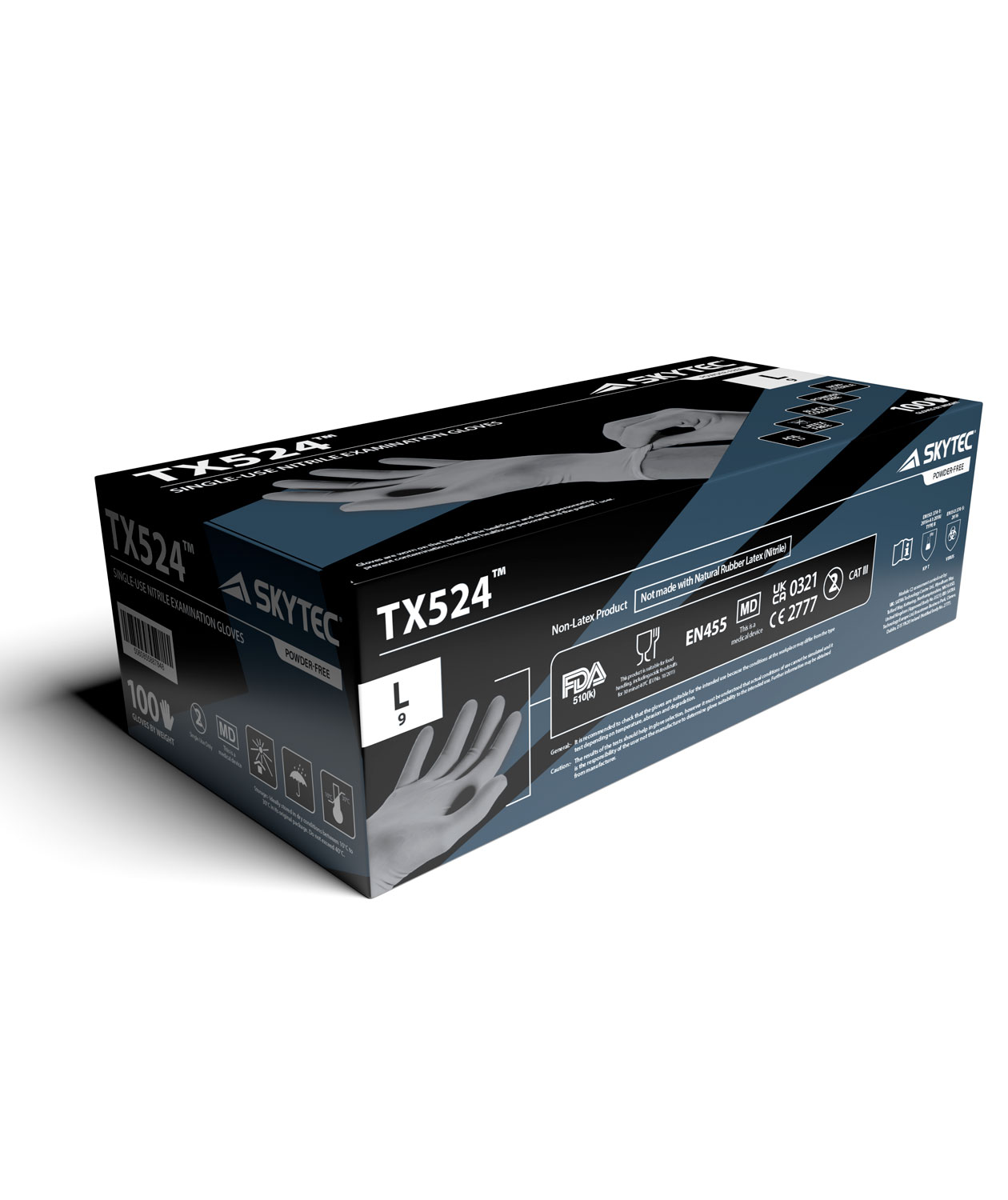 Skytec TX524&trade; nitrile disposable gloves 100 pcs., Black, large image number 2