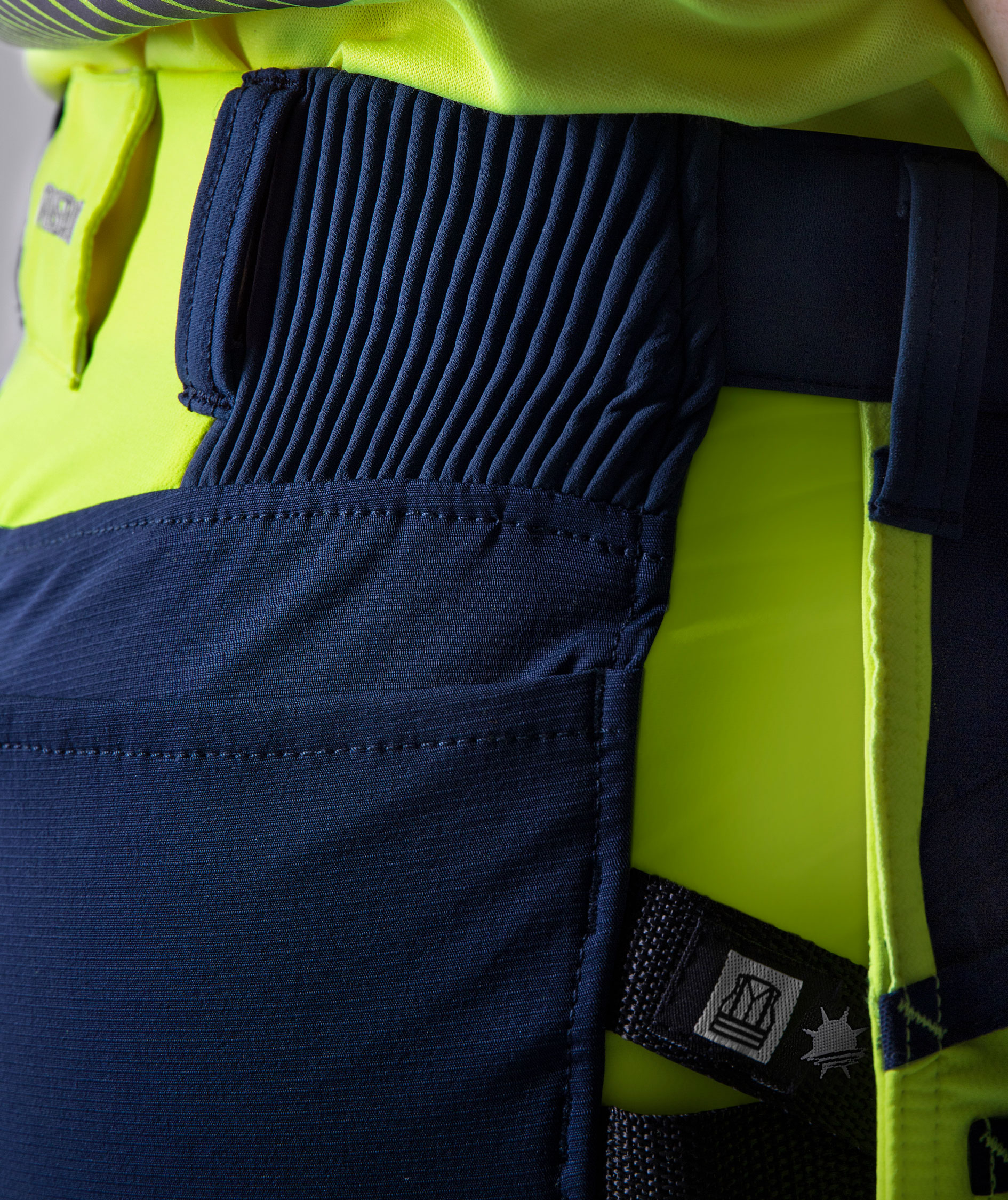 Fristads Green 2664 GSTP hantverksbyxa dam full stretch, Varsel yellow/marinbl&aring;, large image number 4