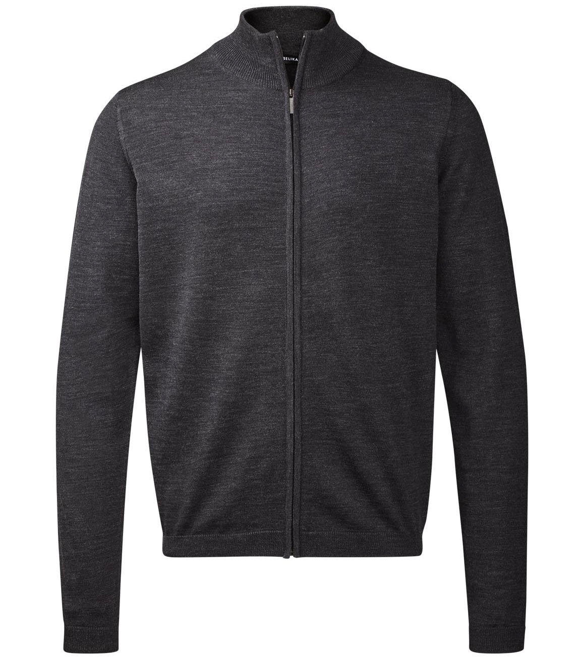 Belika Berlin stickad cardigan med merinoull, Dark Charcoal Melange