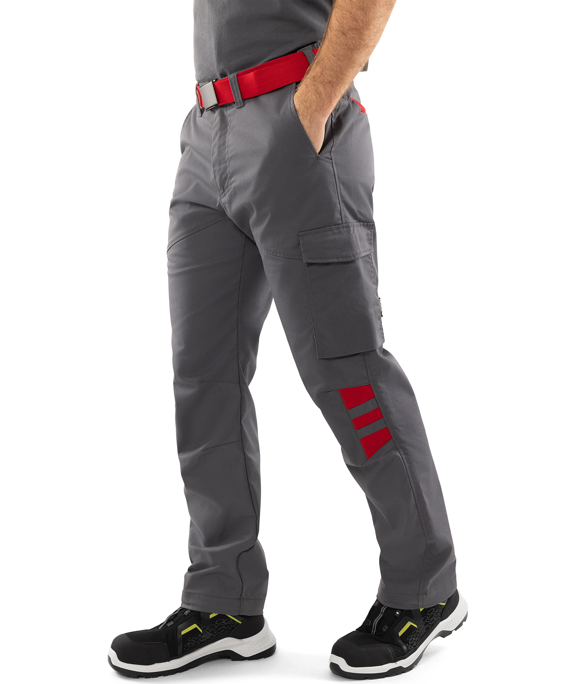 Fristads servicebukse 2930 GWM, Gr&aring;/R&oslash;d, large image number 7