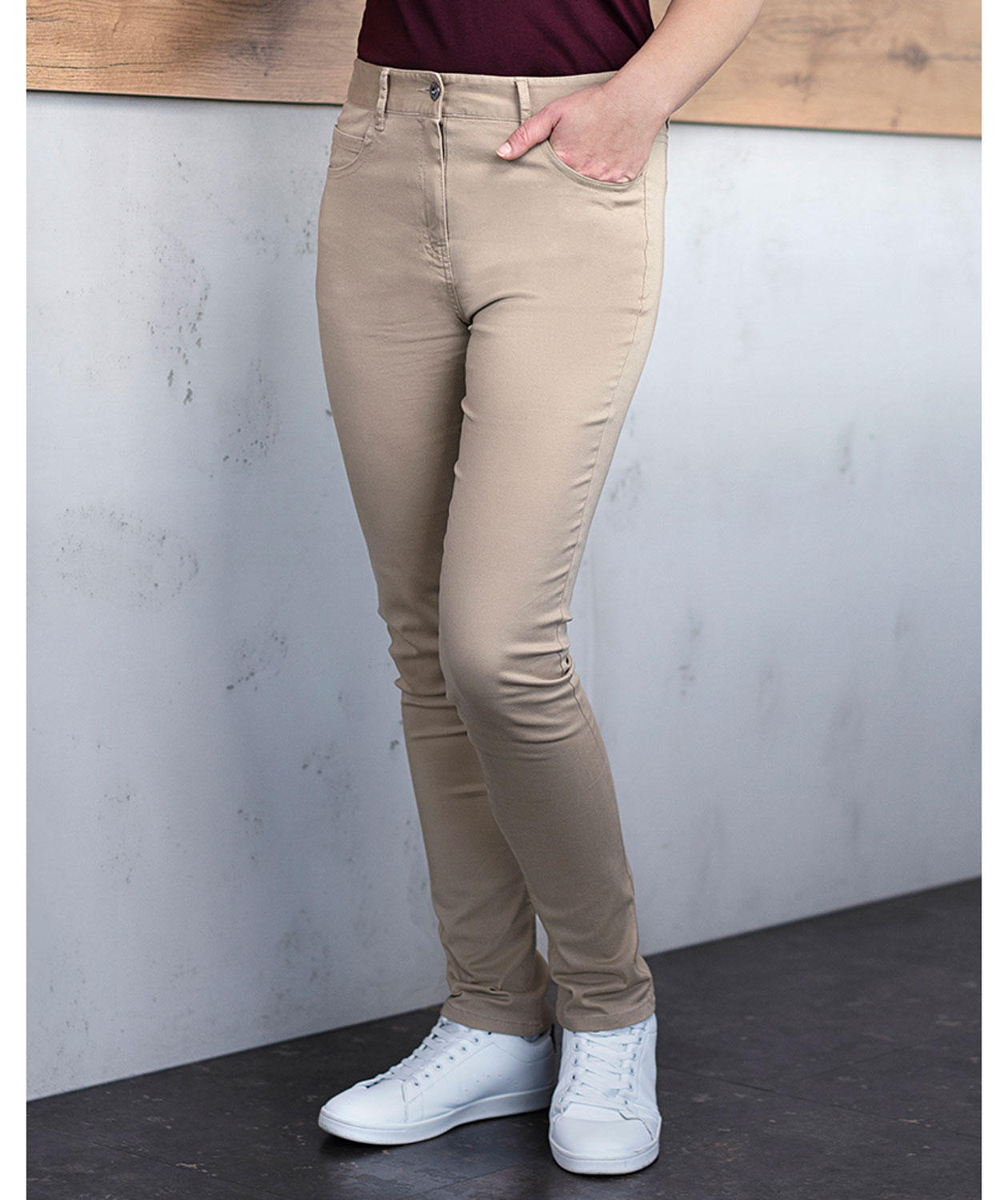 Karlowsky Classic-stretch damebukse, Pebble beige