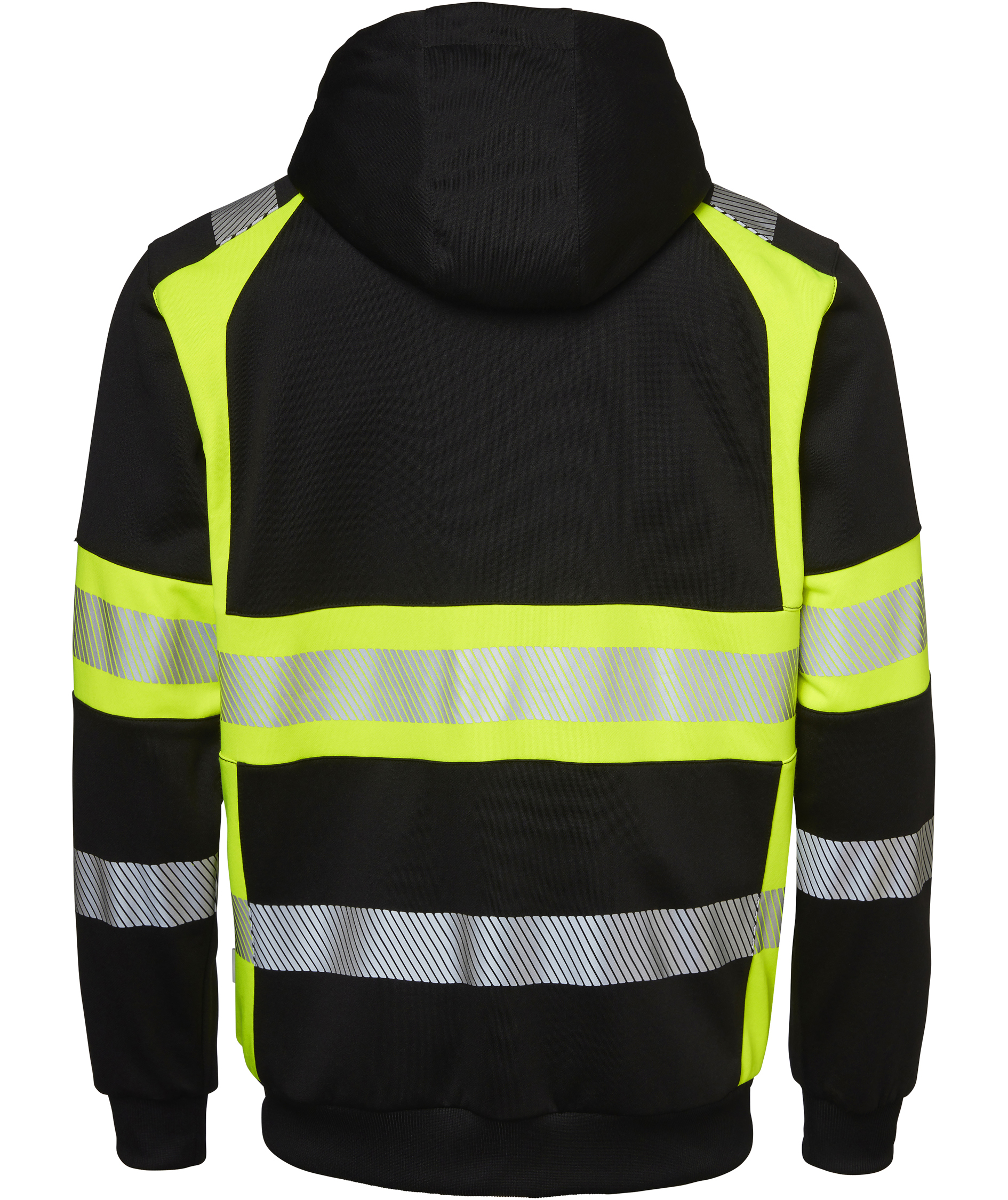 Top Swede hoodie med dragkedja 603, Svart/Varselgul