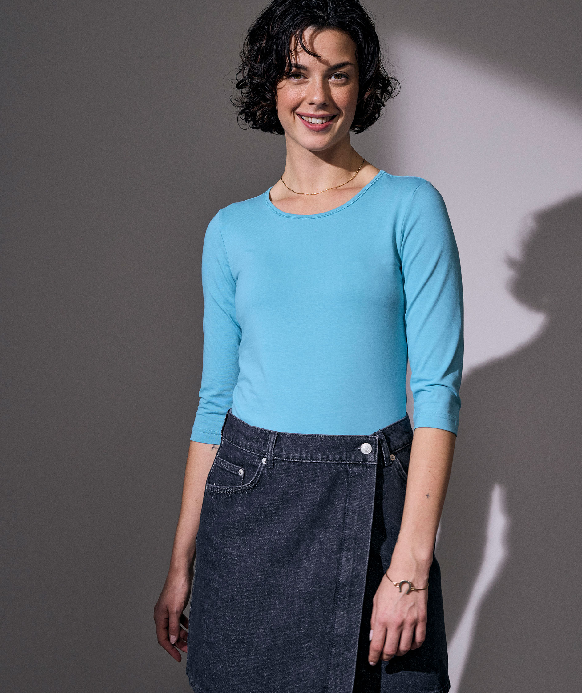 ID 3/4 &auml;rmad stretch T-shirt dam, Dusty Aqua, large image number 7