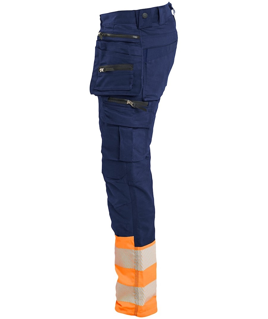 Bl&aring;kl&auml;der hantverksbyxa, Marinbl&aring;/Varselorange, large image number 3