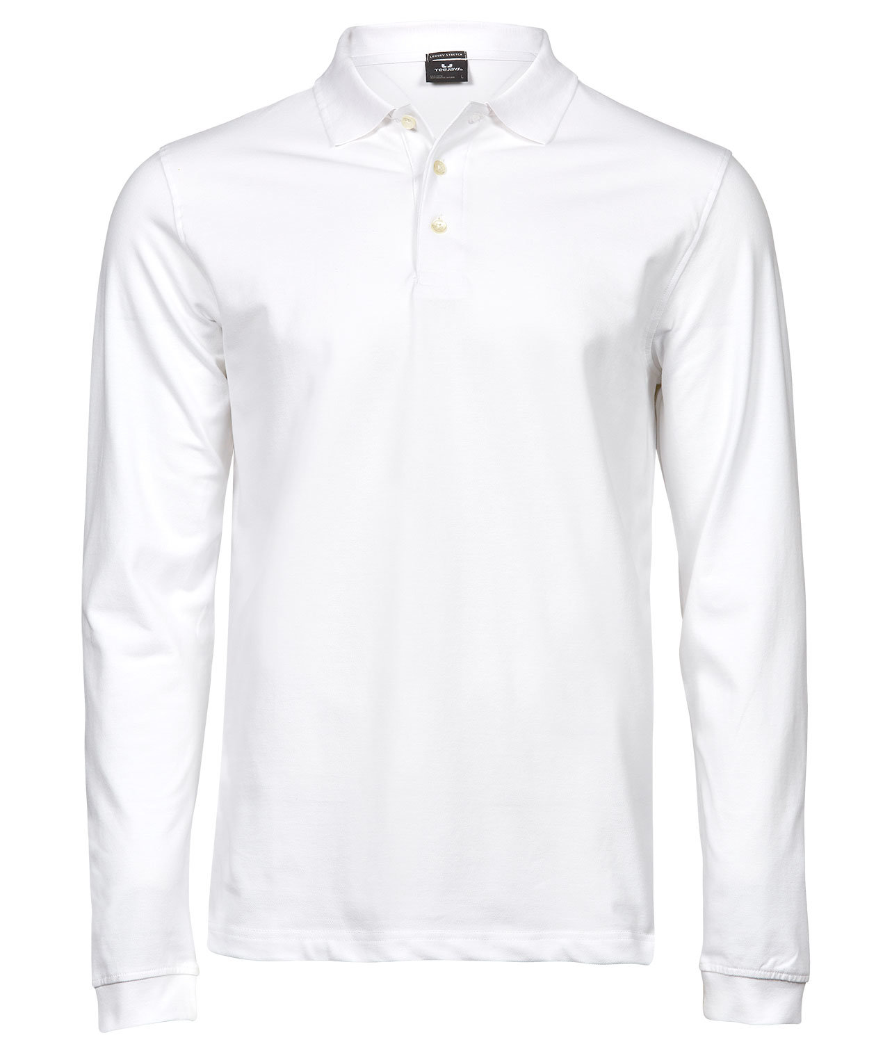 Tee Jays Luxury stretch langermet polo T-skjorte, Hvit