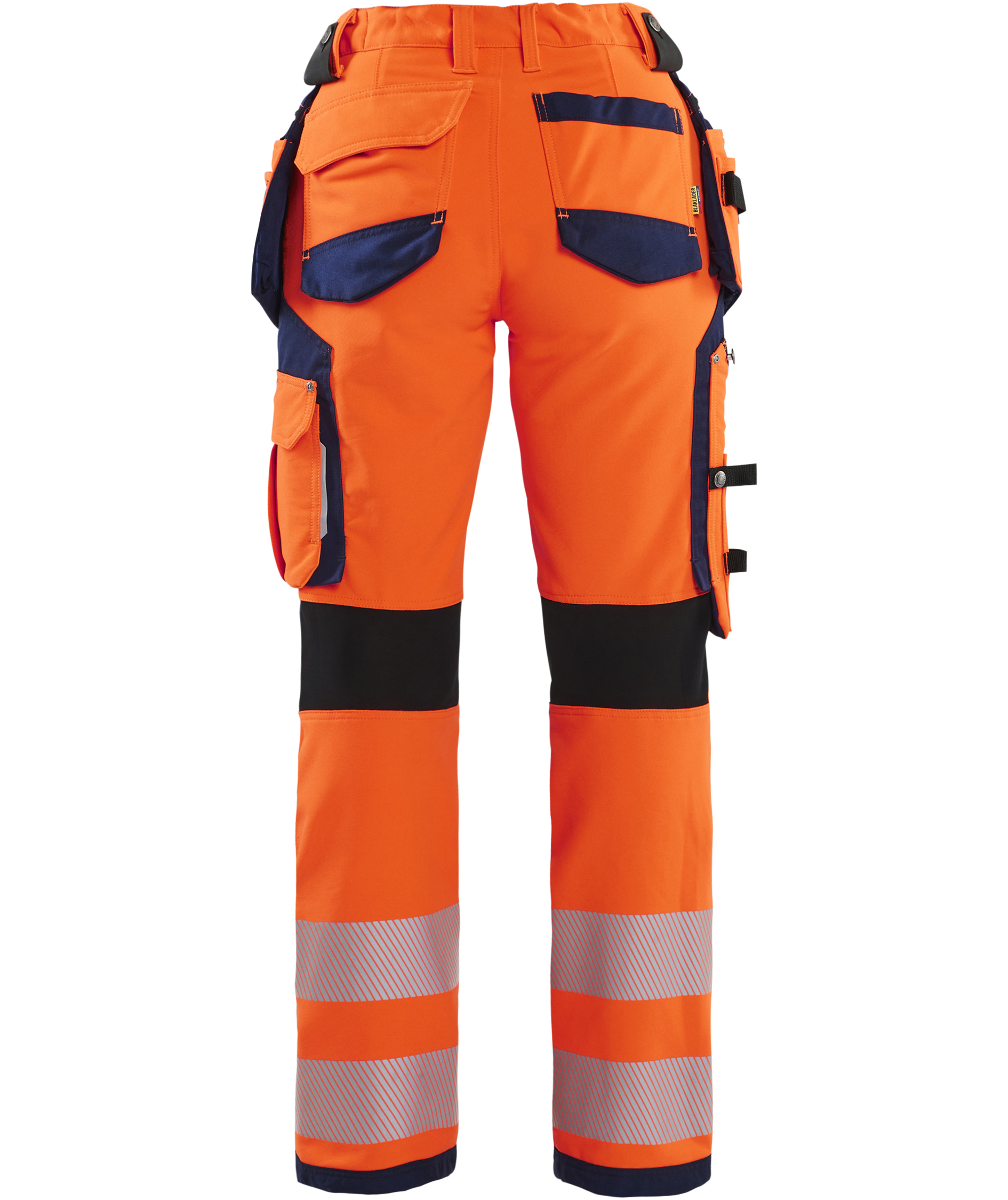 Bl&aring;kl&auml;der hantverksbyxa dam full stretch, Varsel Orange/Marinbl&aring;