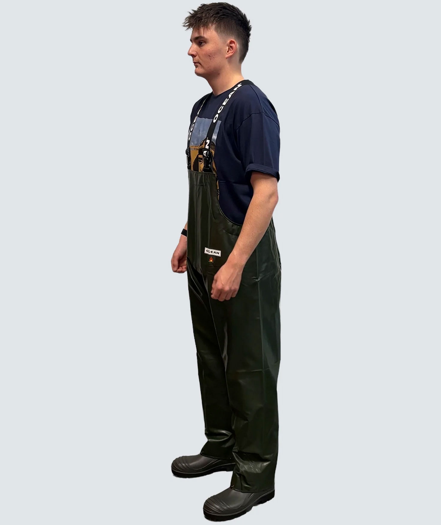 Ocean Offshore Pro FR rain bib and brace trousers, Olive Green, large image number 2