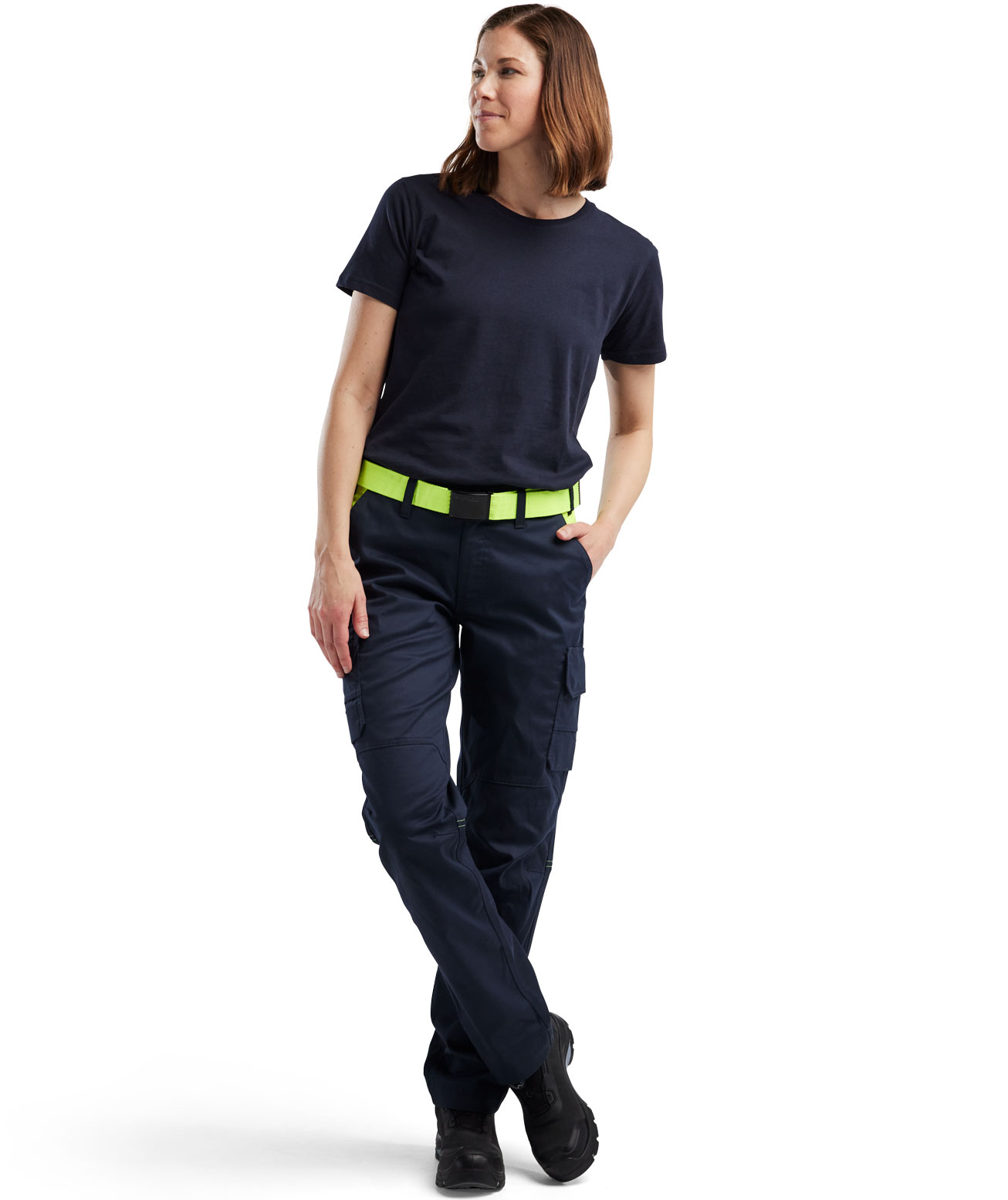Bl&aring;kl&auml;der Damen Diensthose, Dunkel Marine/Hi-Vis Gelb, large image number 1