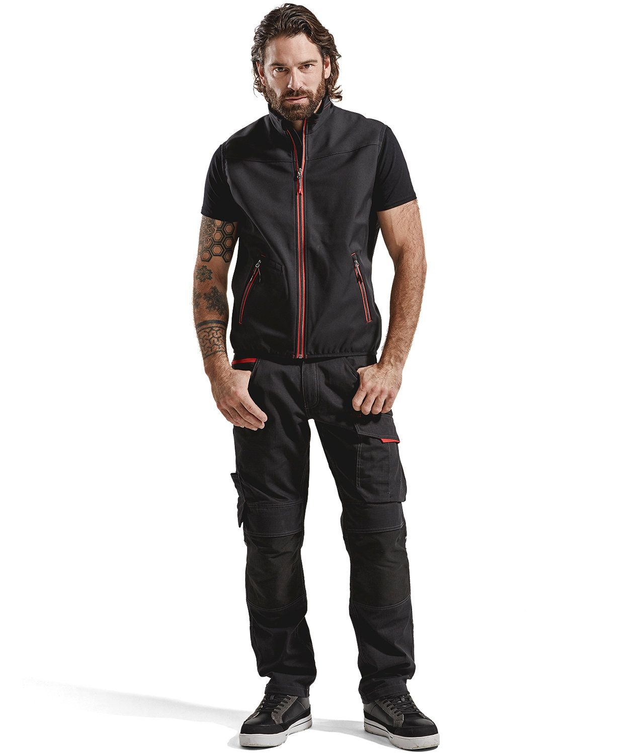 Bl&aring;kl&auml;der Unite softshell vest, Sort/R&oslash;d