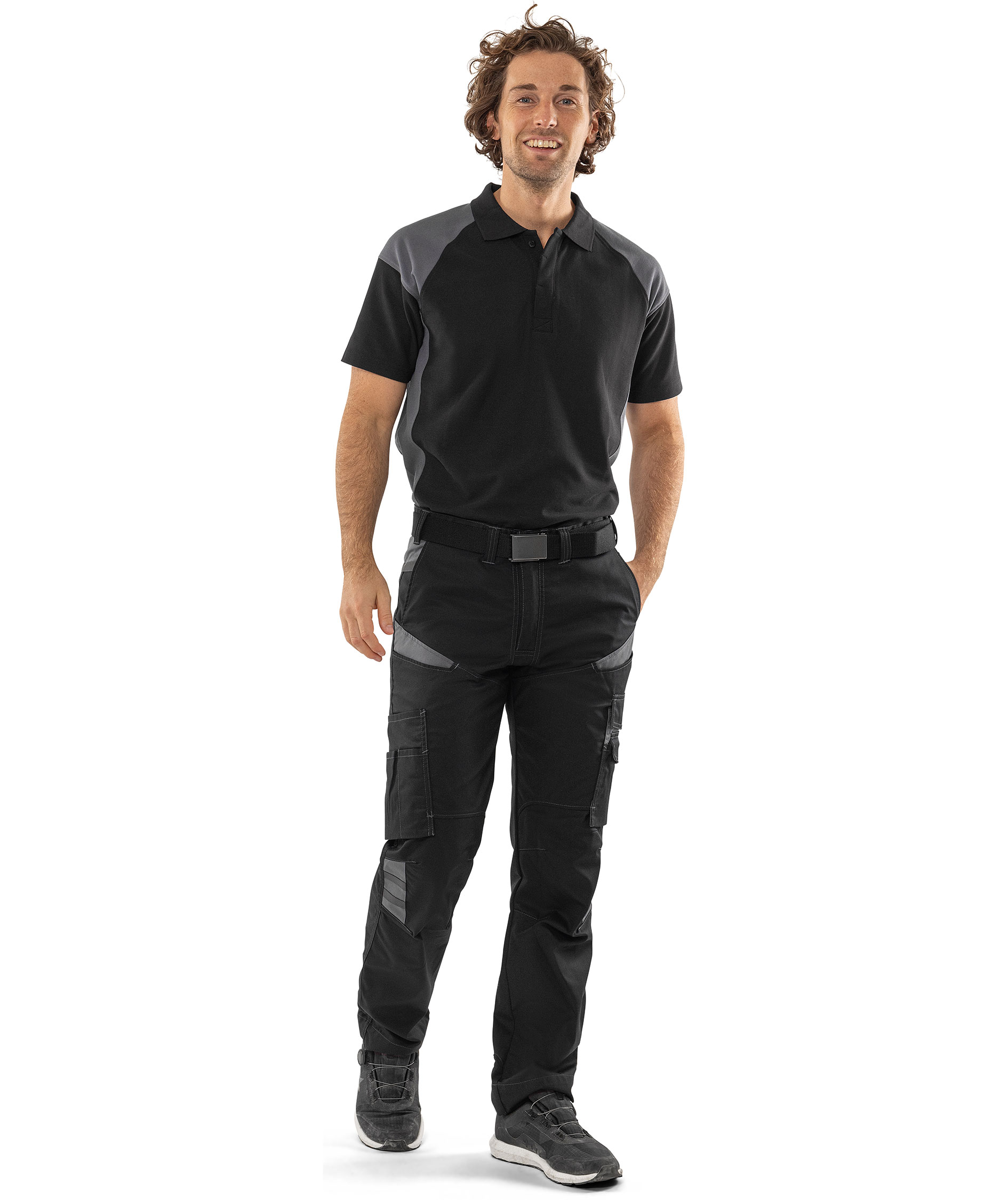 Fristads Heavy polo T-shirt 7047 GPM, Black/Grey, large image number 1