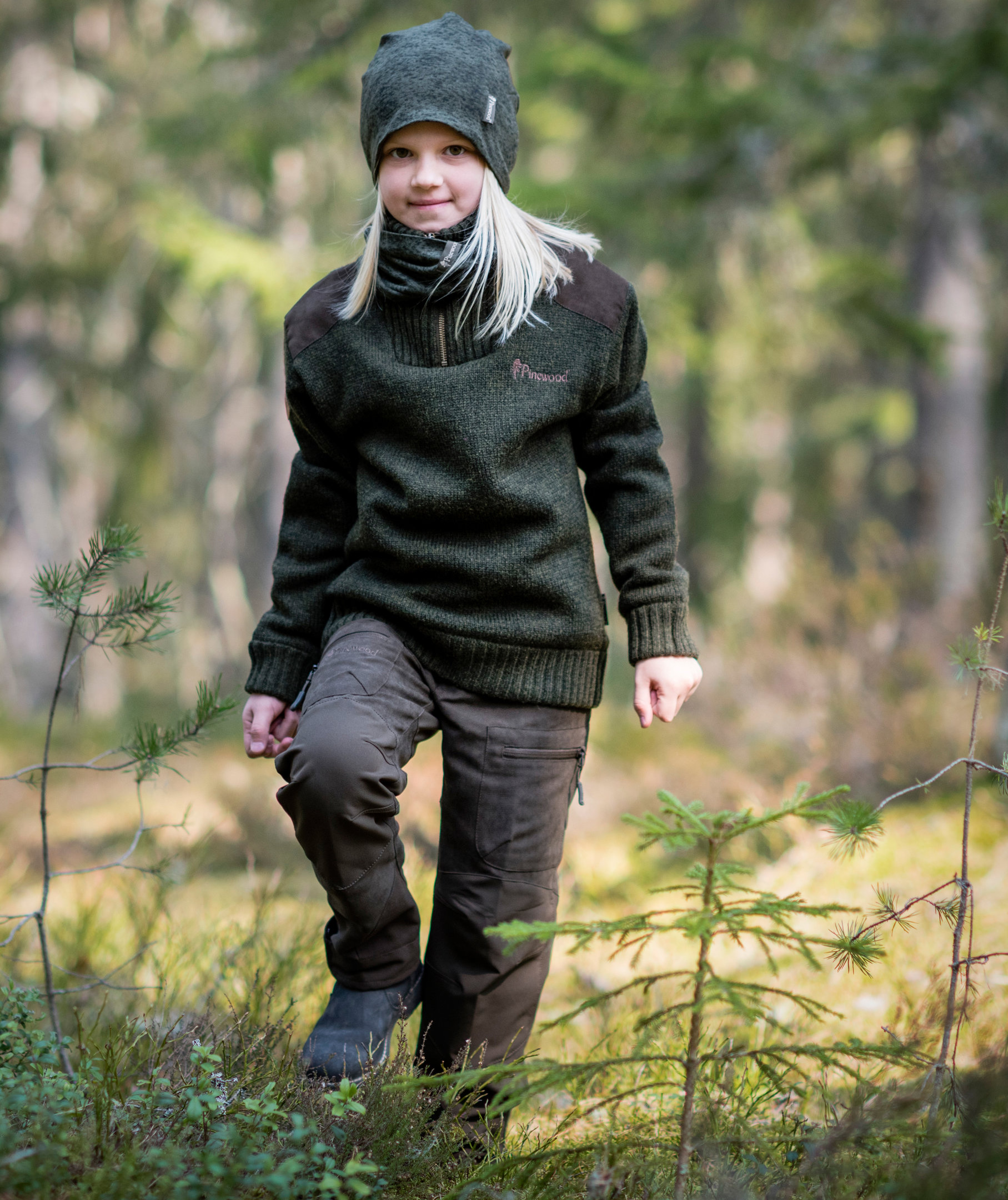 Pinewood Caribou Hunt bukser til b&oslash;rn, Suede Brun/M&oslash;rk Oliven, large image number 2