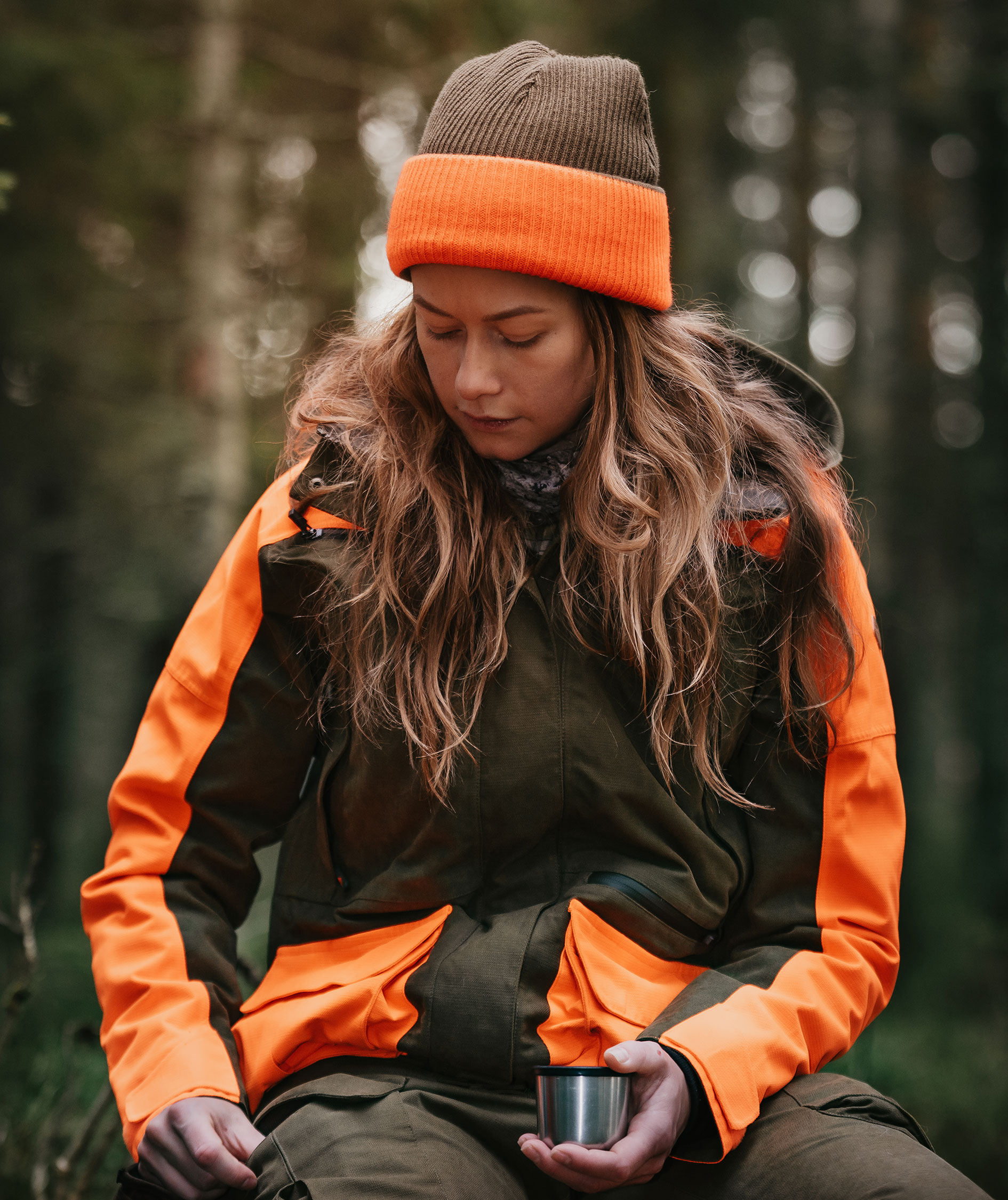 Pinewood&nbsp;Furudal Expert 2L Hunting damejakke, Olive Green/Orange, large image number 8