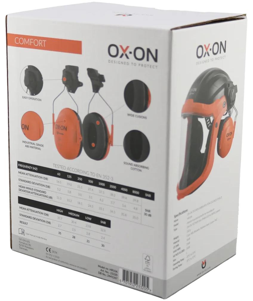 OX-ON Tecmen f/G10 helmet mounted ear defenders, Orange/Black, Orange/Black, large image number 2