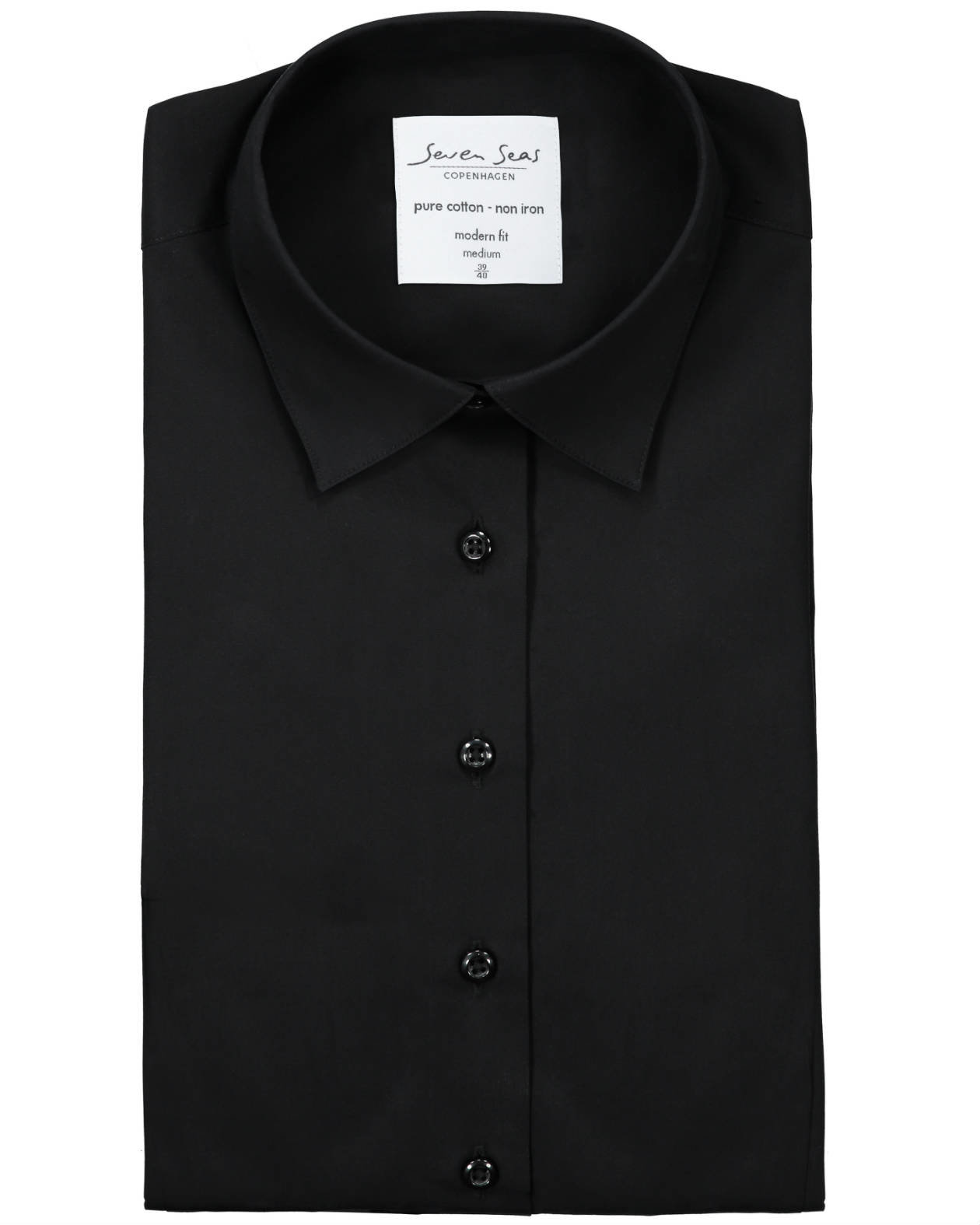 Seven Seas Poplin modern fit skjorta dam, Svart, large image number 4