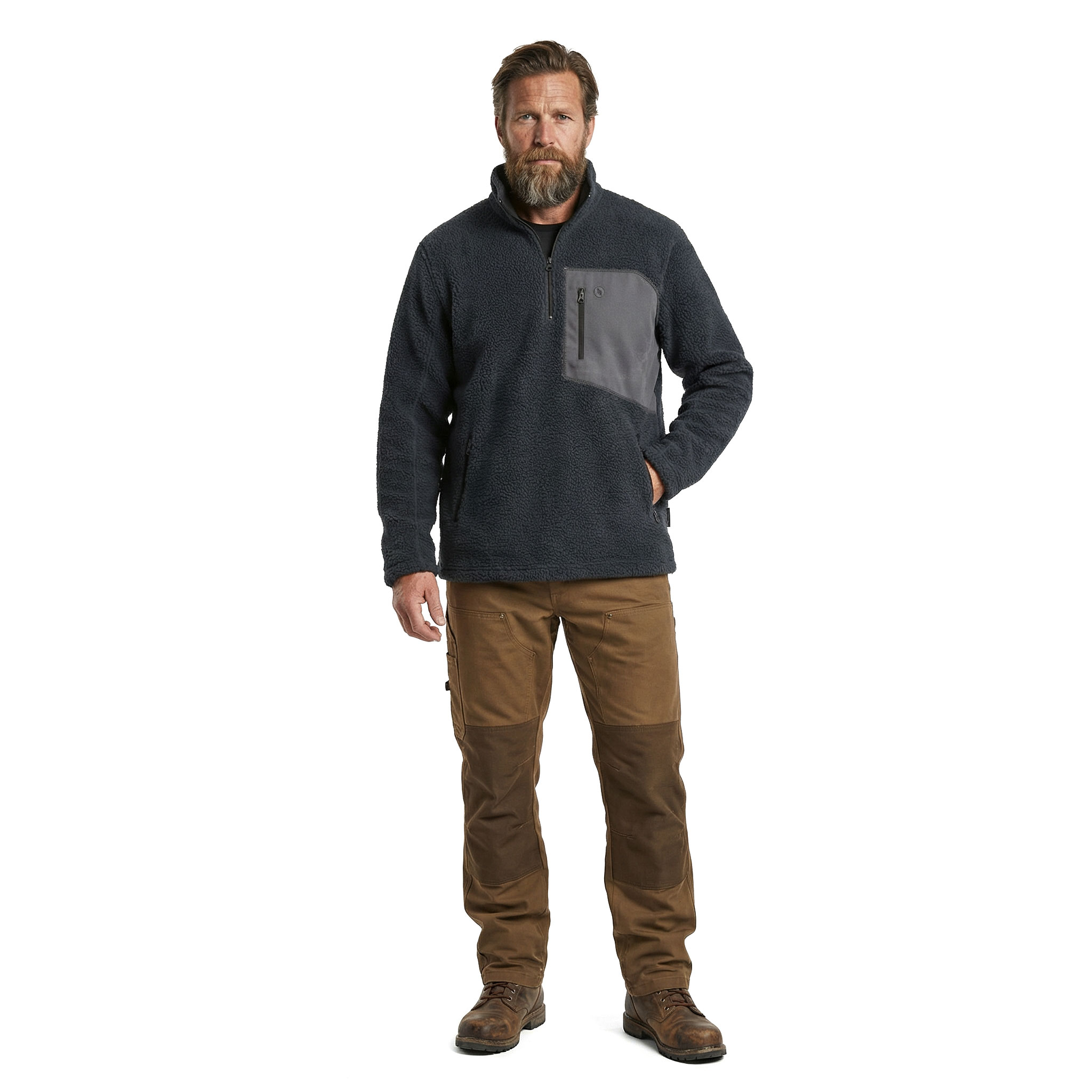 Terrax fibre pile pullover, Black/Navy Blue, large image number 2