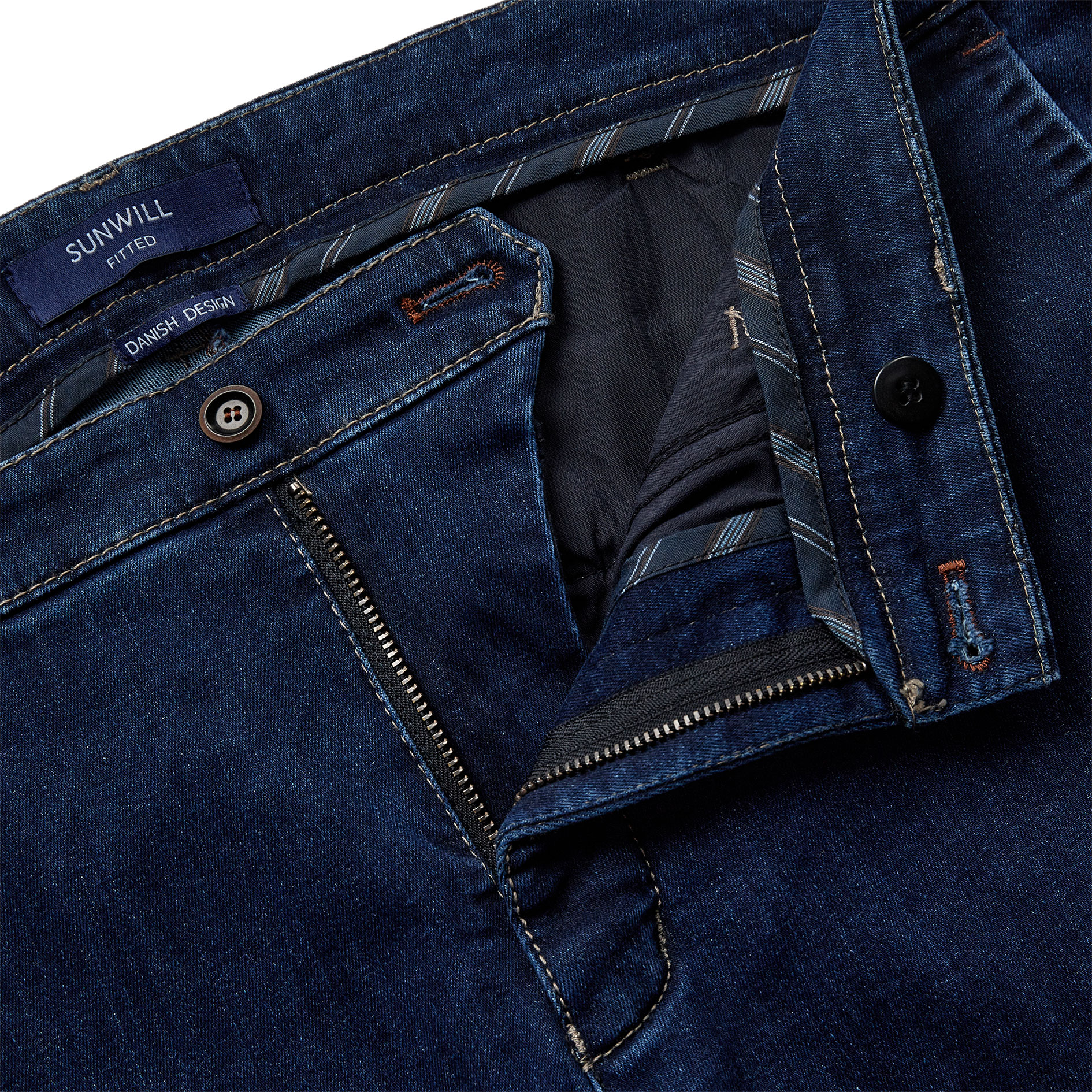 Sunwill Extreme flex fitted fit denim chinos, Dark blue, large image number 3