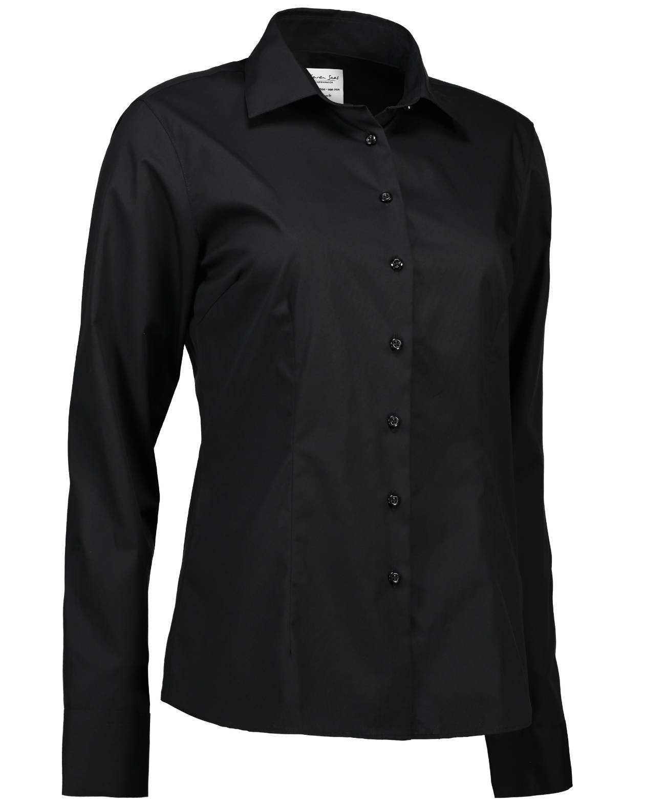 Seven Seas Poplin modern fit skjorta dam, Svart, large image number 2