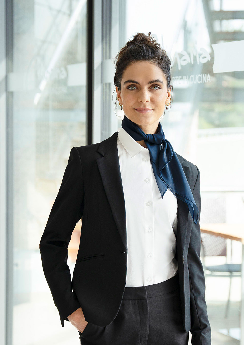 Karlowsky classic chiffon scarf, Navy, Navy, large image number 3