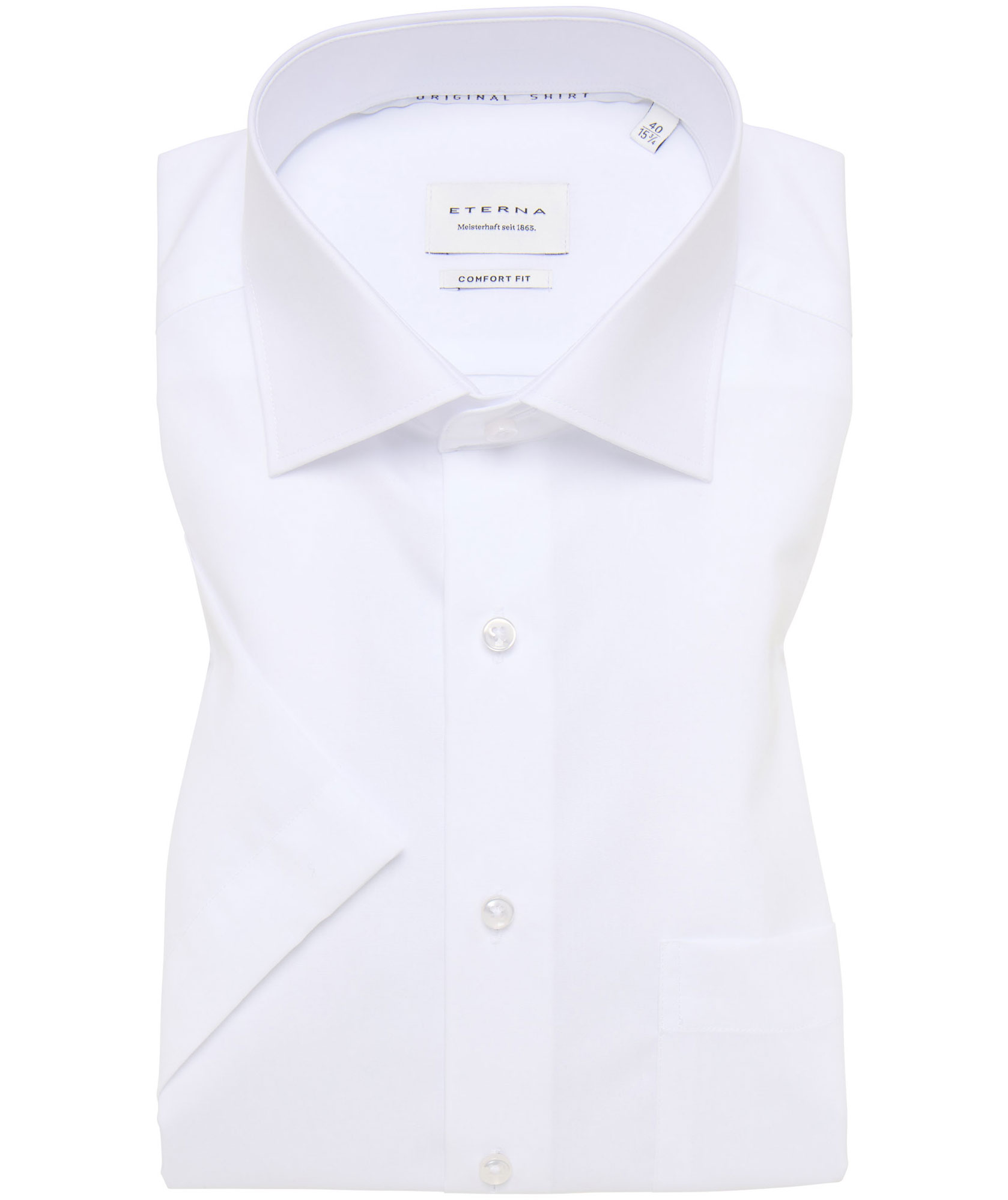 Eterna Uni Comfort fit kort&auml;rmad Poplin skjorta, White, large image number 5